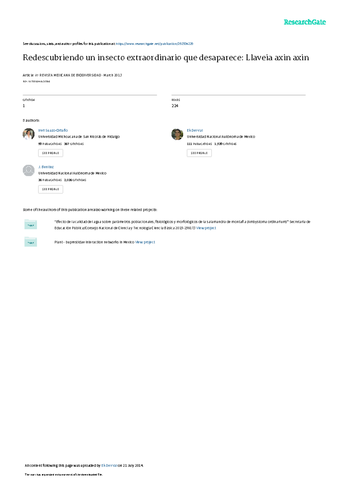 Redescubriendo un insecto extraordinario que desap - See discussions ...