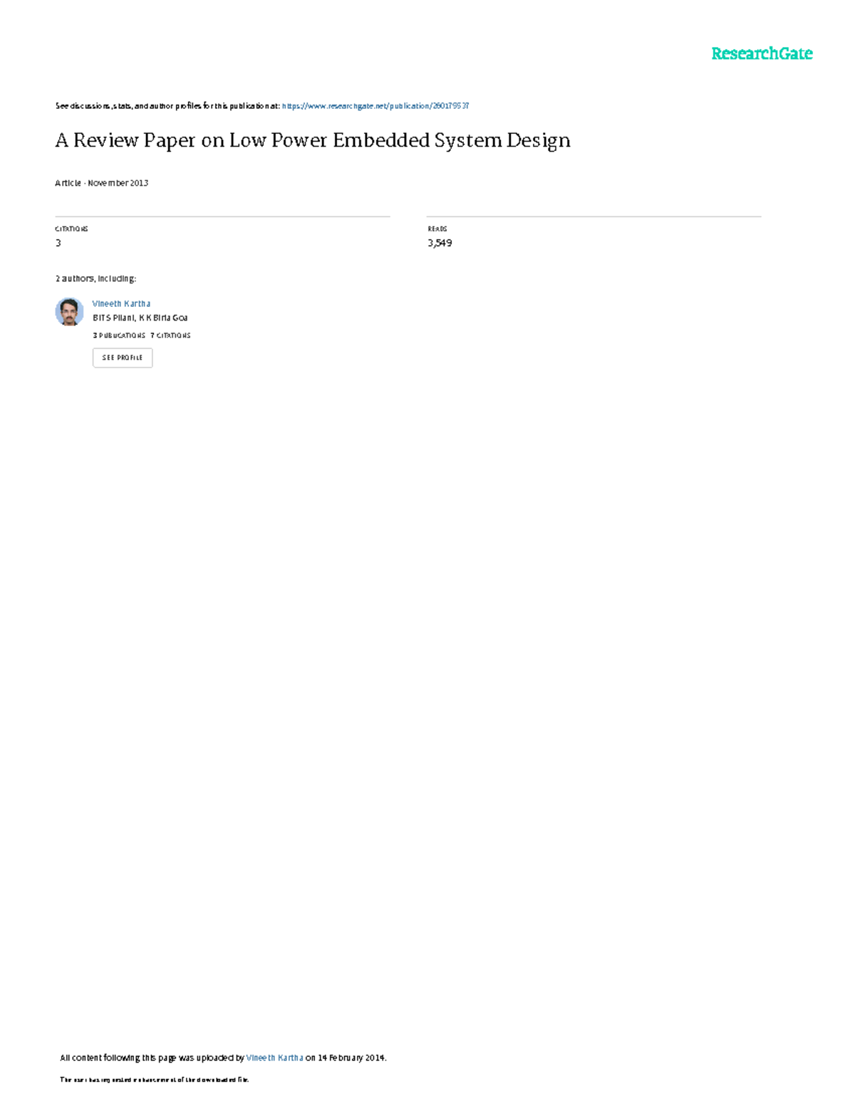 AReview Paperon Low Power Embedded System Design - See discussions ...
