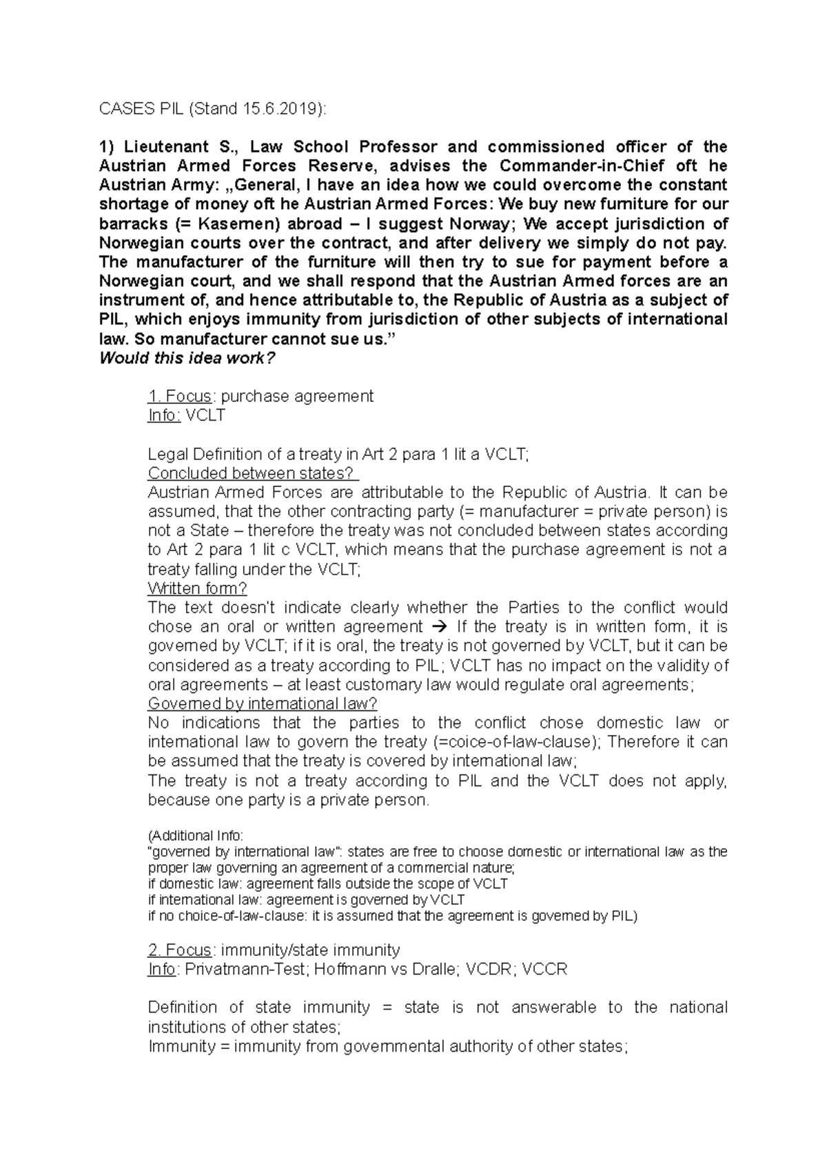 Public International Law Cases CASES PIL Stand 15 6 Lieutenant S 