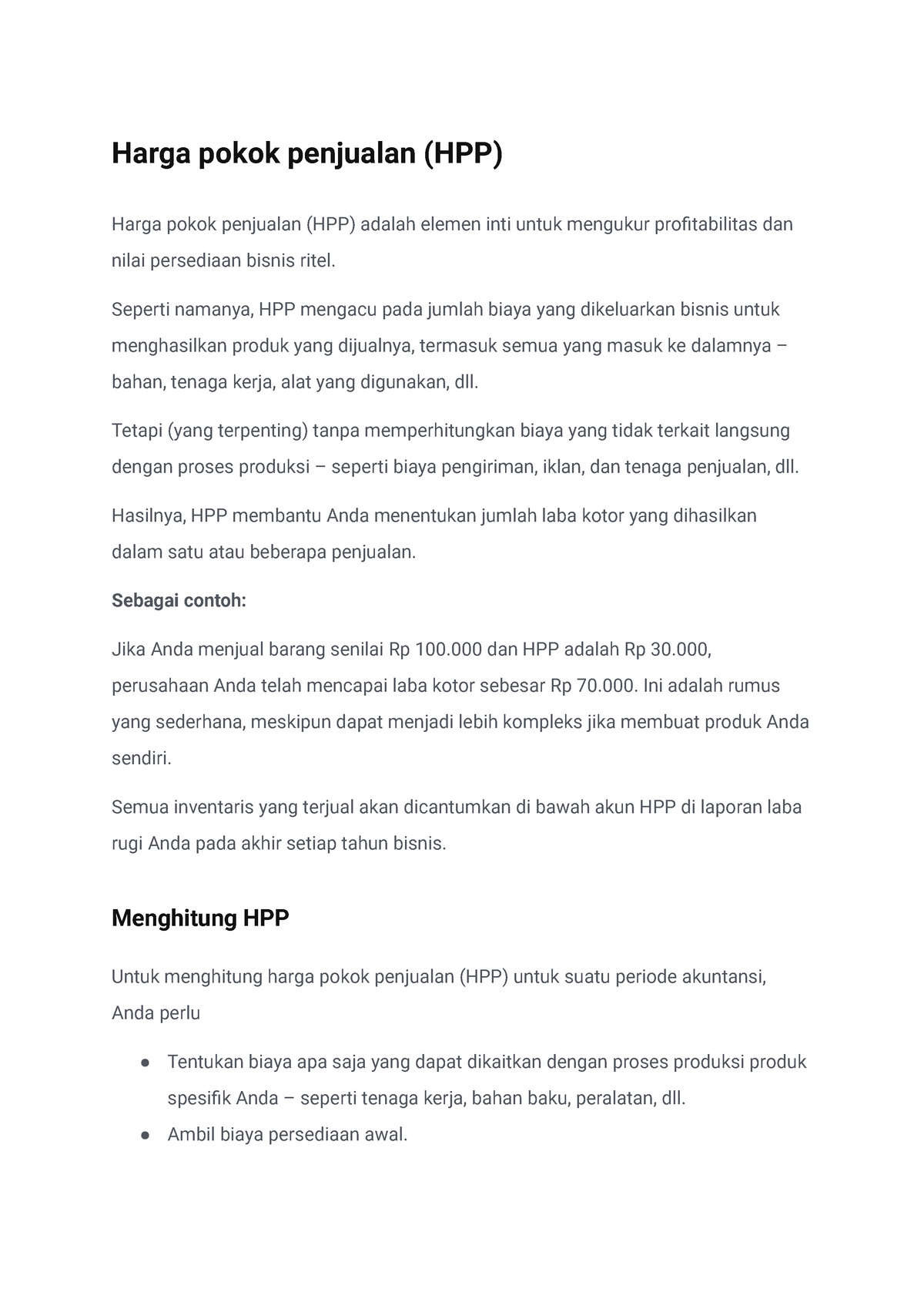 Harga Pokok Penjualan (HPP) - Harga Pokok Penjualan (HPP) Harga Pokok ...