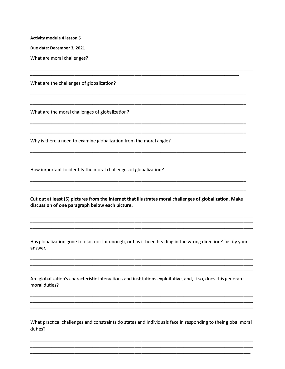 Activity module 4 lesson 5 - Activity module 4 lesson 5 Due date ...