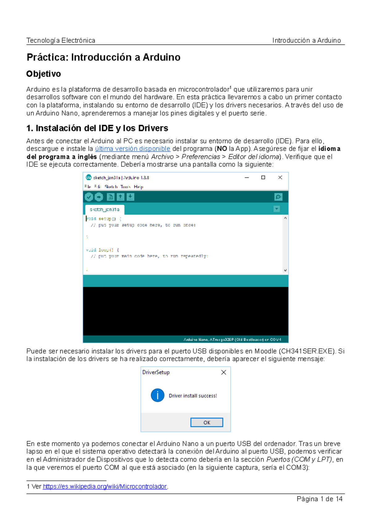 Práctica 1 - Arduino - Práctica: Introducción a Arduino Objetivo ...