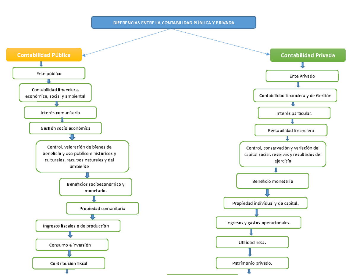 Mapa Conceptual 1 actividad - DIFERENCIAS ENTRE LA CONTABILIDAD PÚBLICA