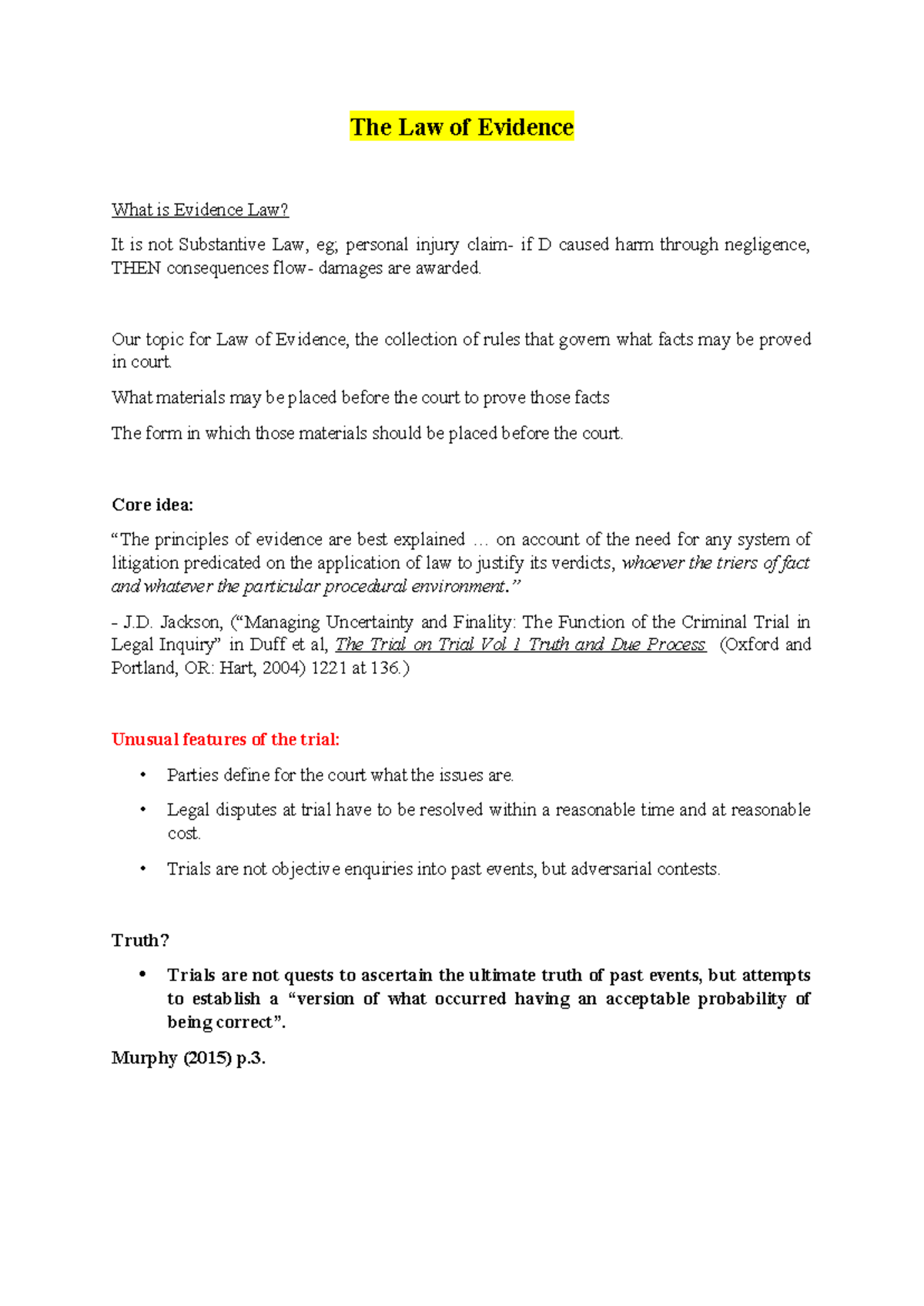 the-law-of-evidence-notes-the-law-of-evidence-what-is-evidence-law