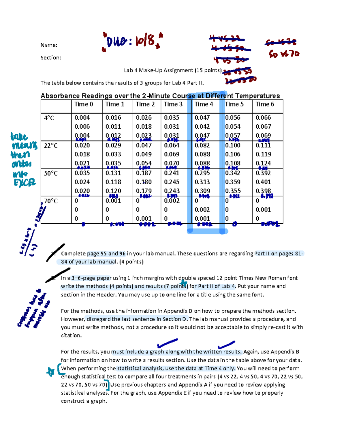 Lab 4 Make up Practice Name Section Lab 4