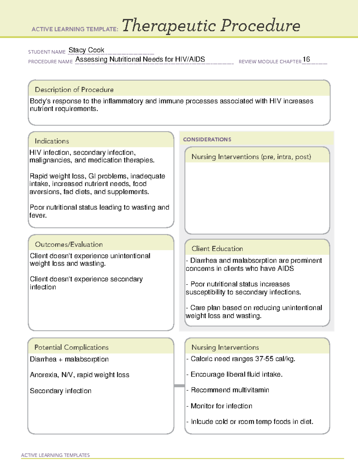 ATI Therapeutic Procedure - HIV-AIDS nutrition - ACTIVE LEARNING ...