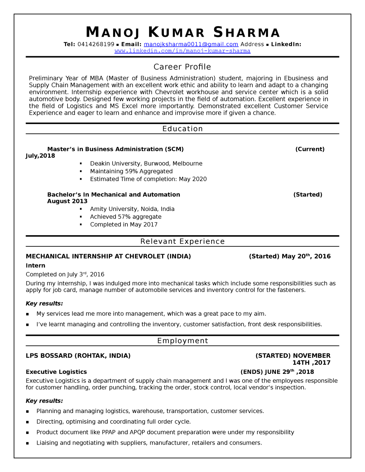 deakin resume help