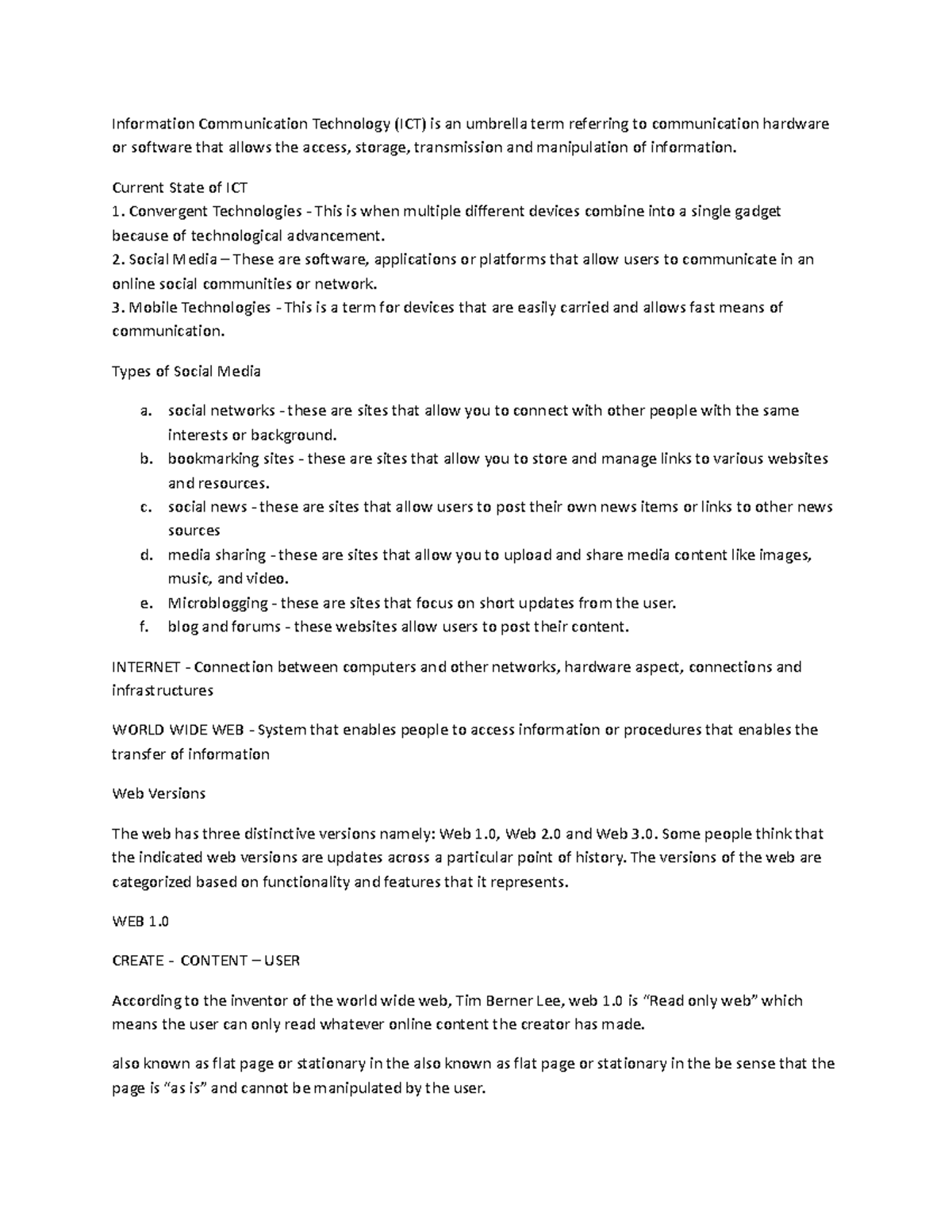 Emptech Information Communication Technology (ICT) is an umbrella term referring to