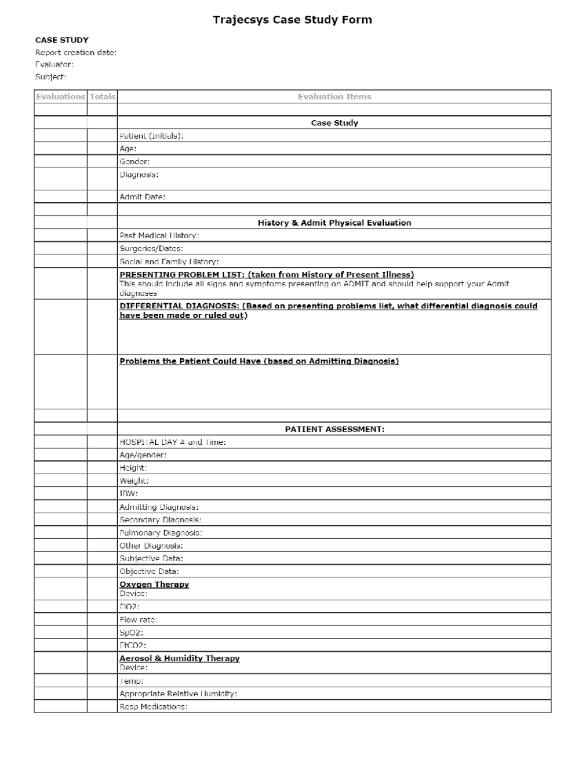 Case Study - RESP-1399-01 - Clinical Internship 1 - Trajecsys Case ...