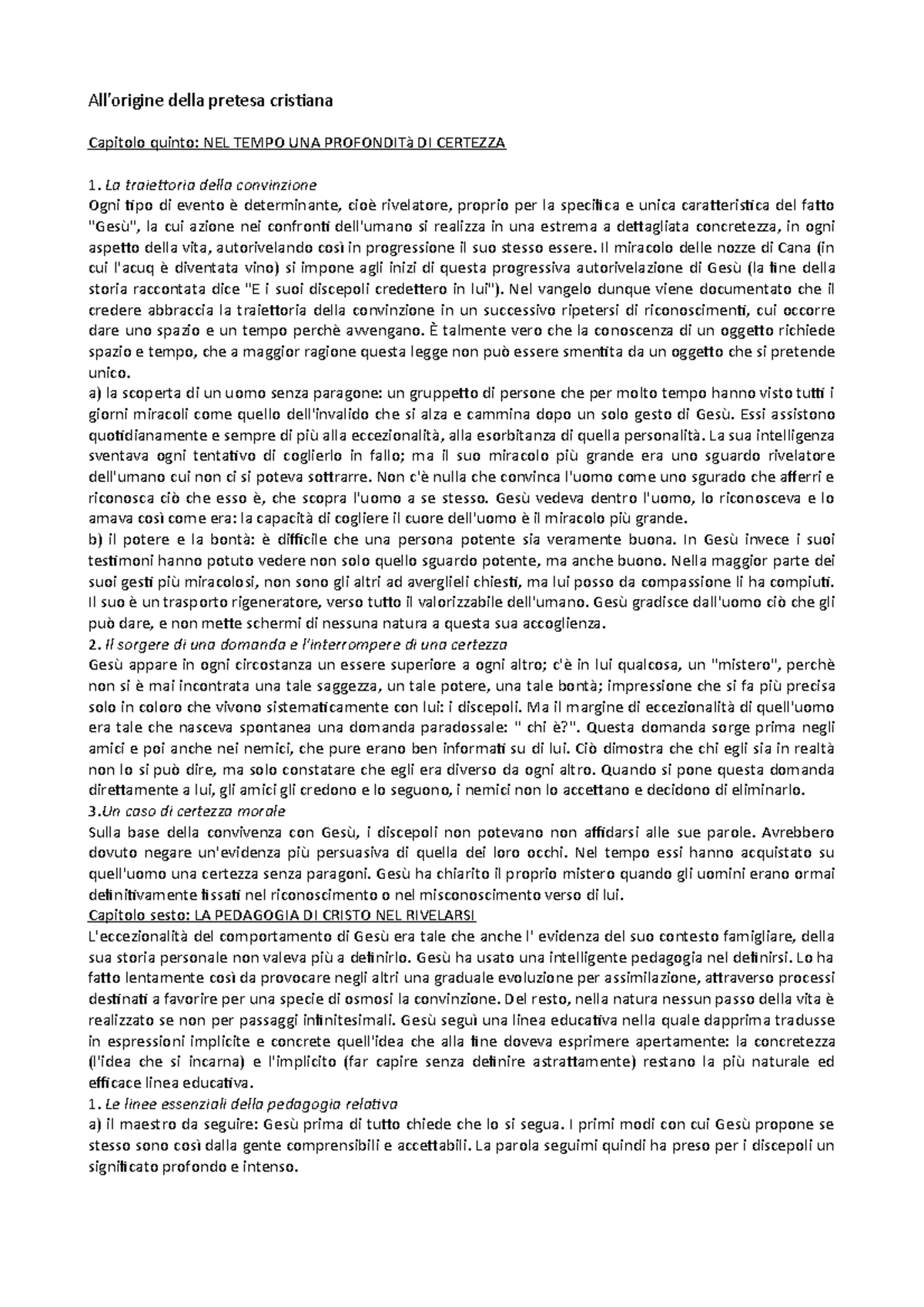 All Origine Della Pretesa Cristiana Riassunto
