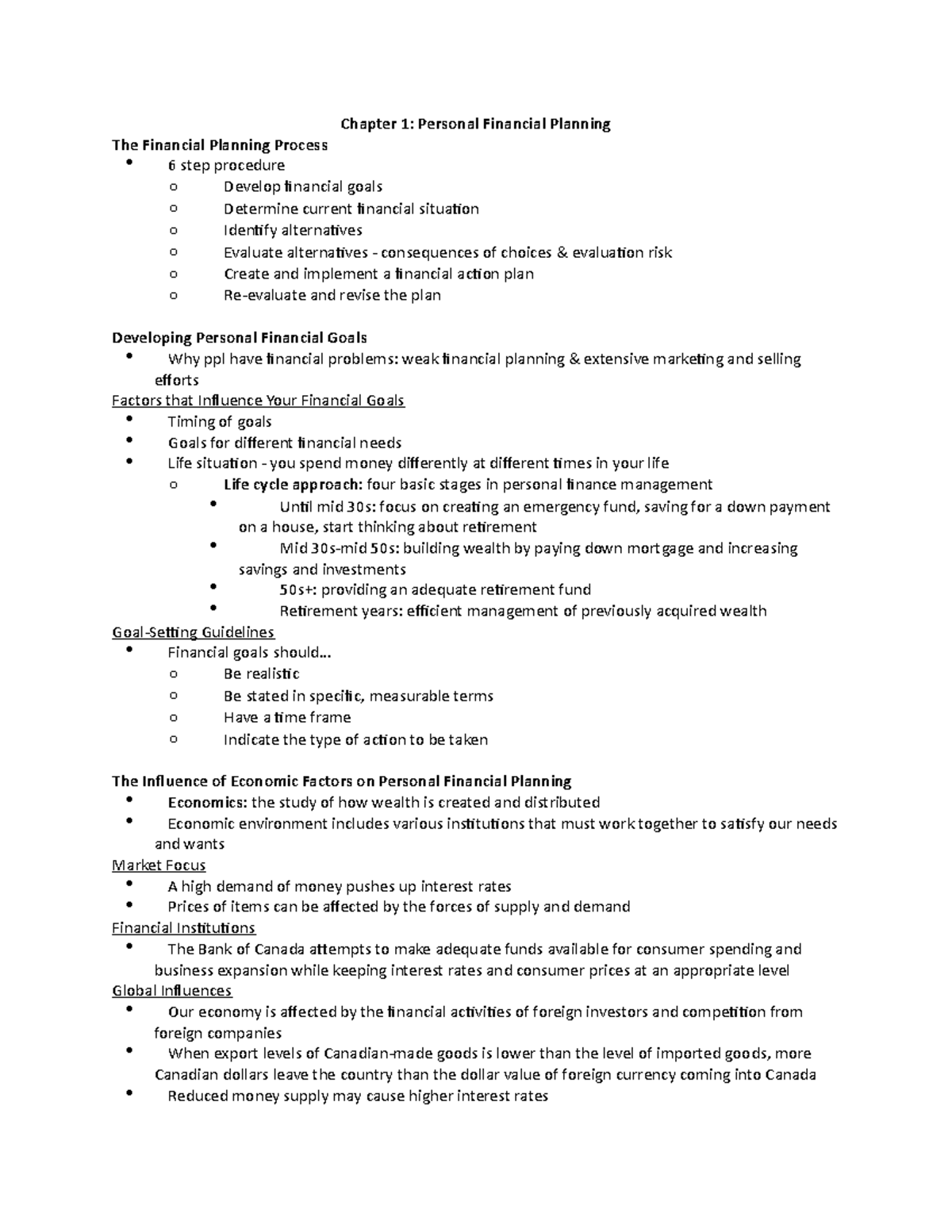 Chapter 1 - Chapter 1: Personal Financial Planning The Financial ...