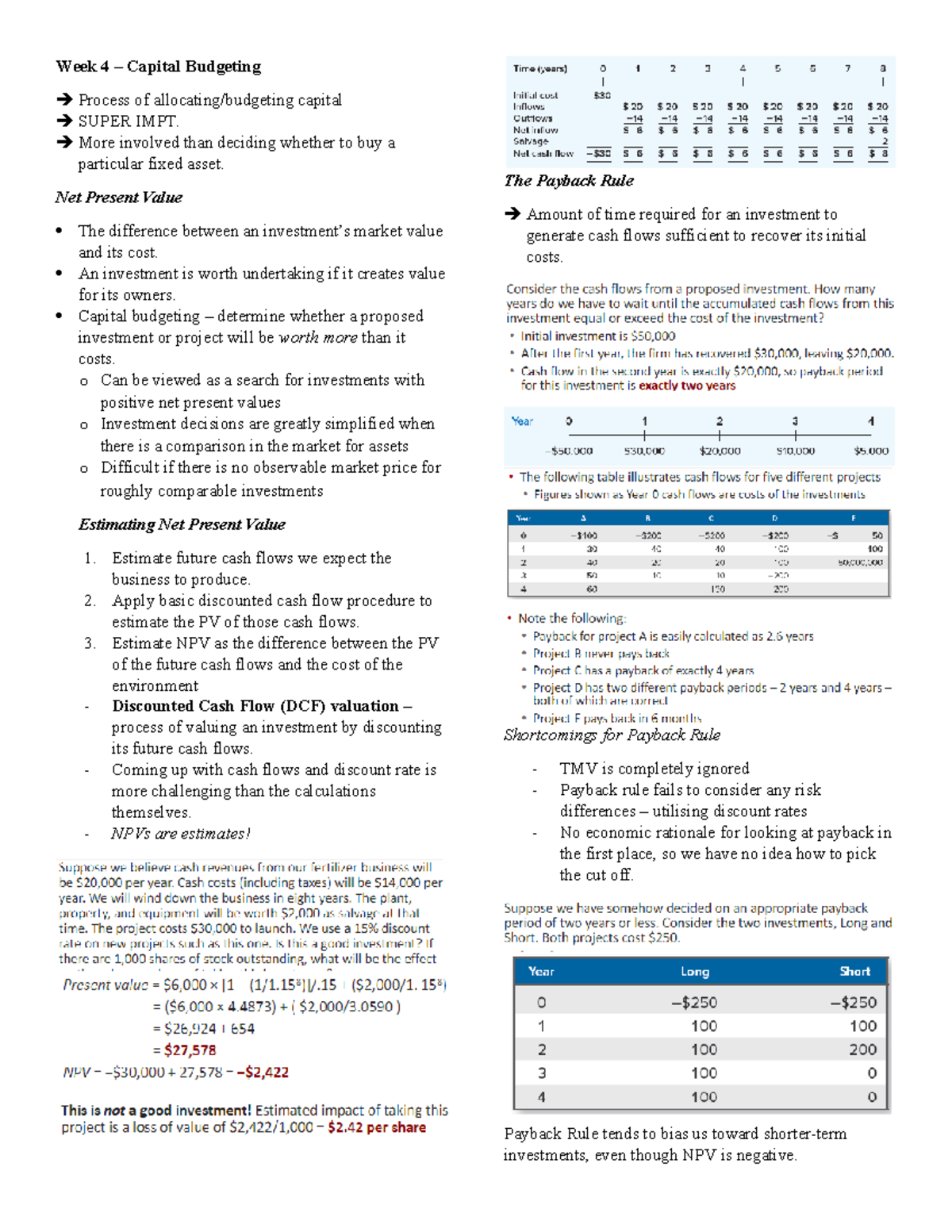 Week 4 - Capital Budgeting - Week 4 – Capital Budgeting Process of ...