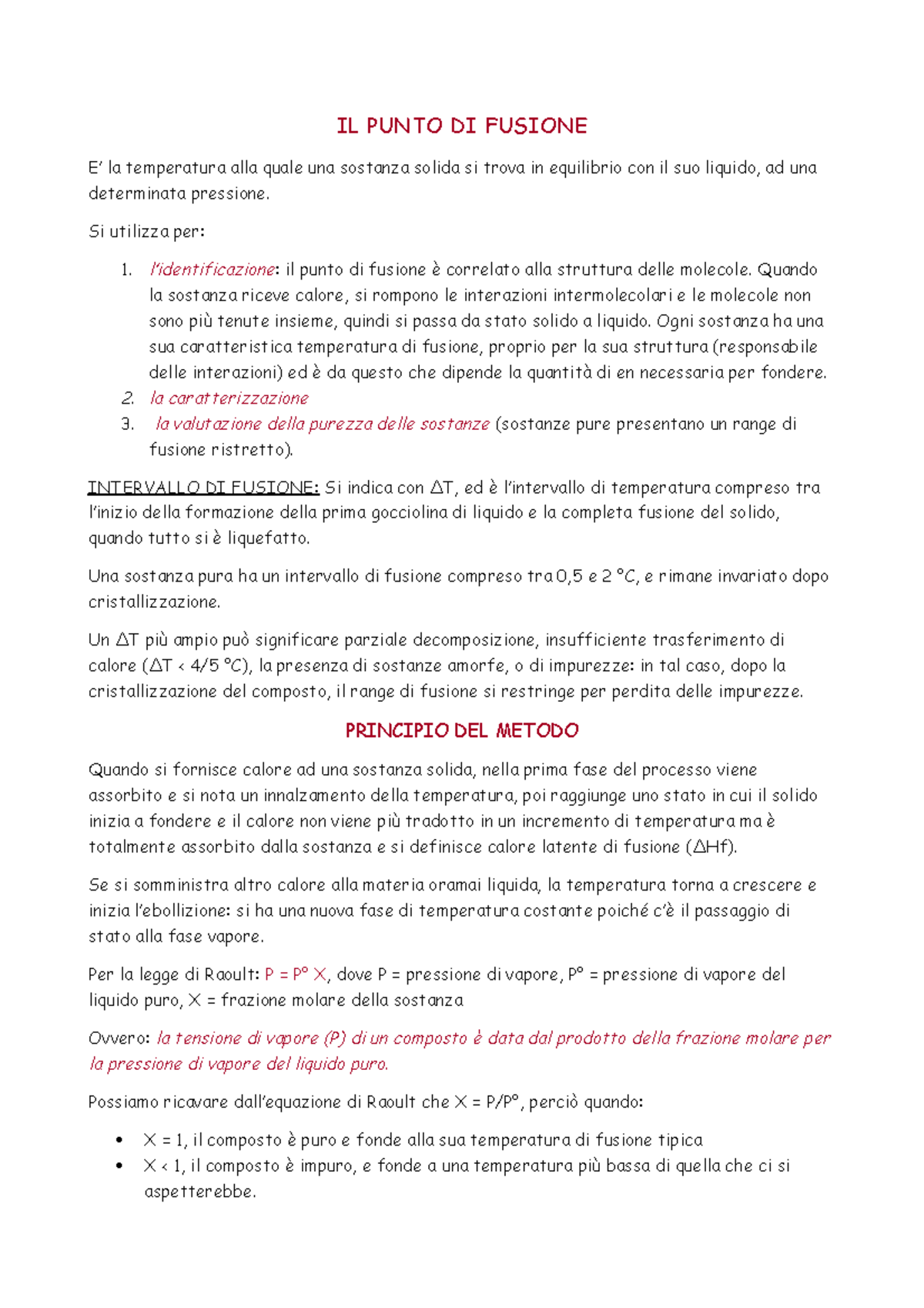 Il punto di fusione Appunti di