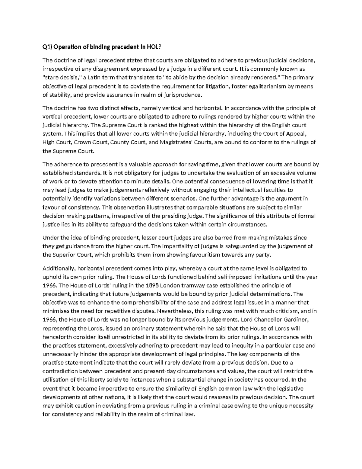 Binding precedent 4 hol - Q1) Operation of binding precedent in HOL ...
