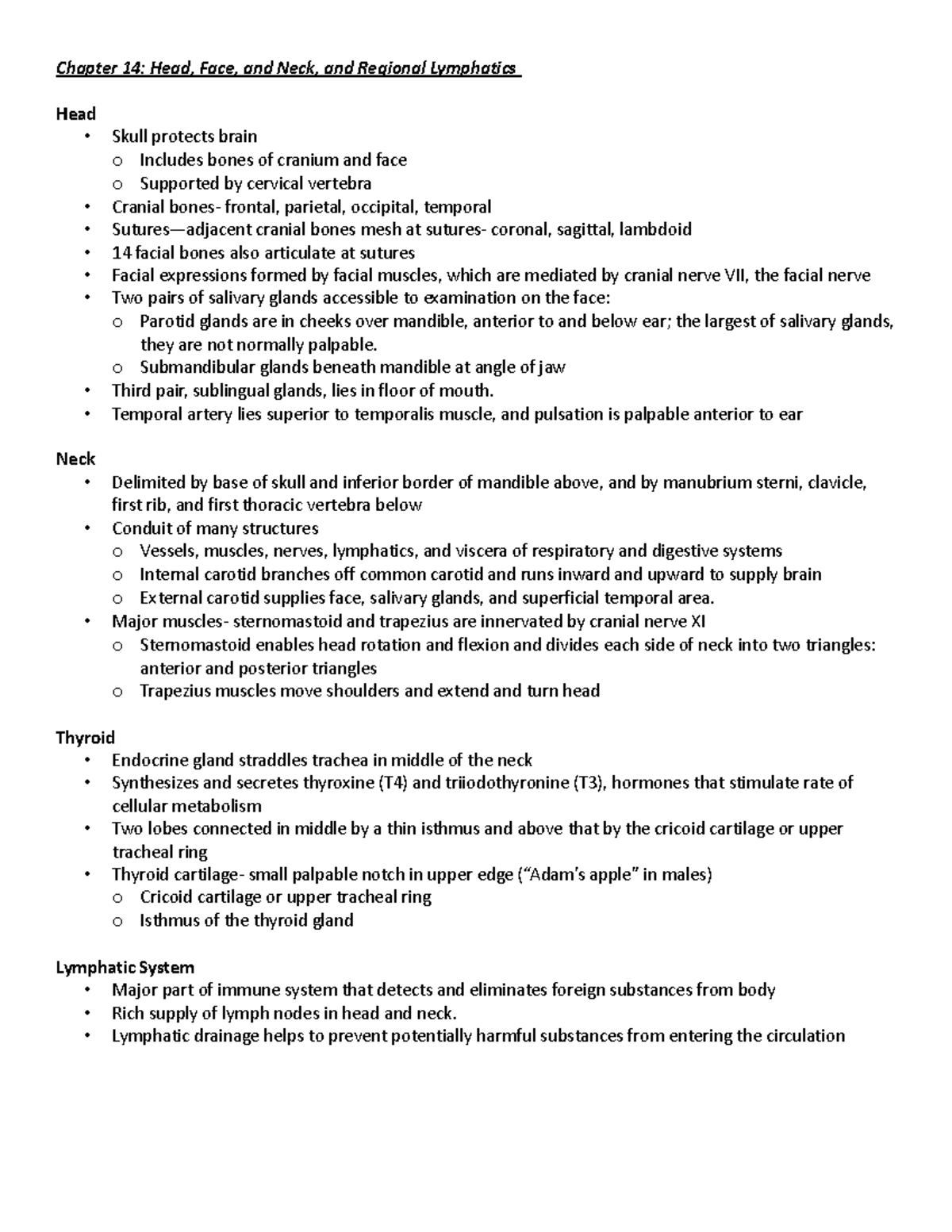 Chapter 14 - Notes - Chapter 14: Head, Face, And Neck, And Regional ...