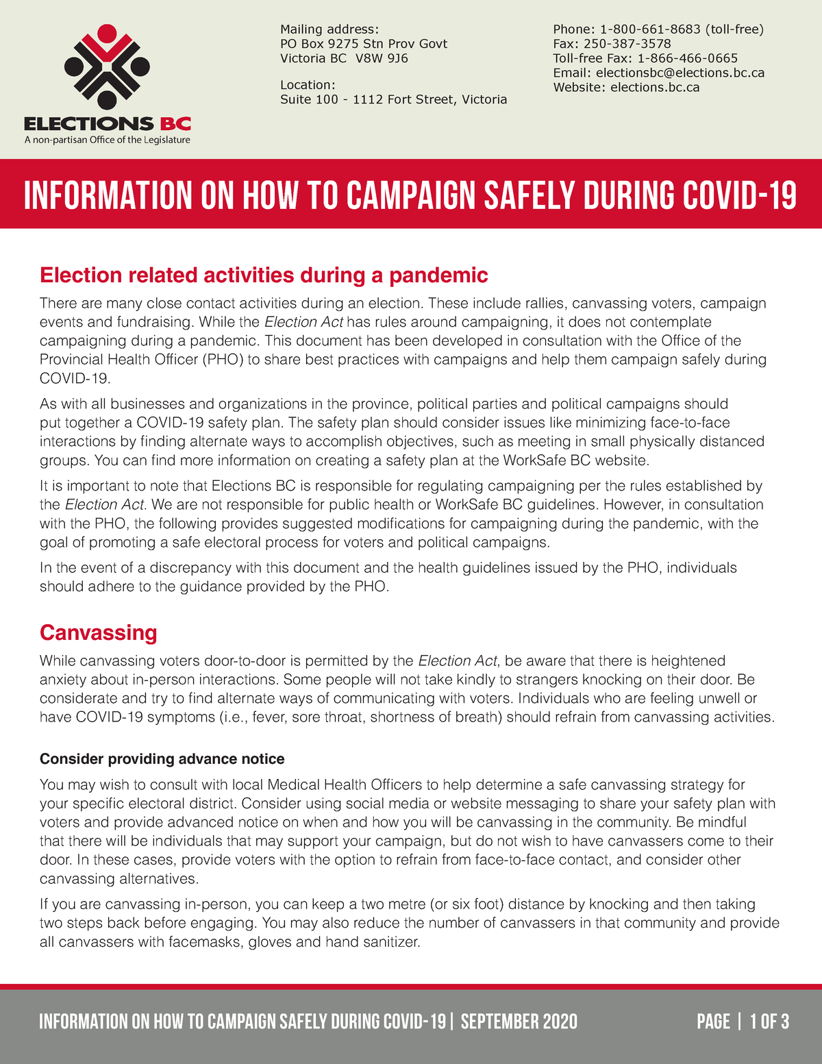 Guidelines for Campaigning During Covid-19 - INFORMATION ON HOW TO ...