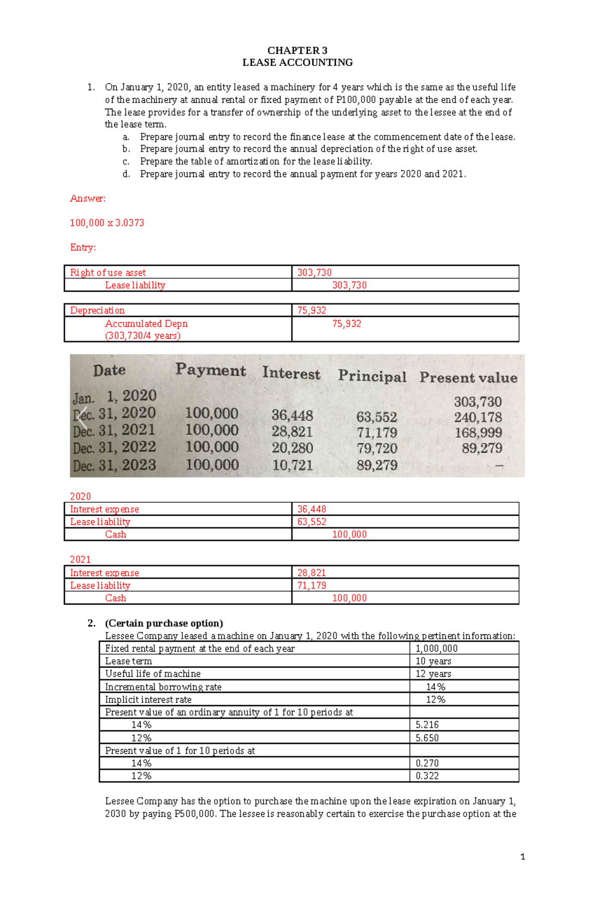 Example Exercise Lease Acctg with ans - CHAPTER 3 LEASE ACCOUNTING On ...