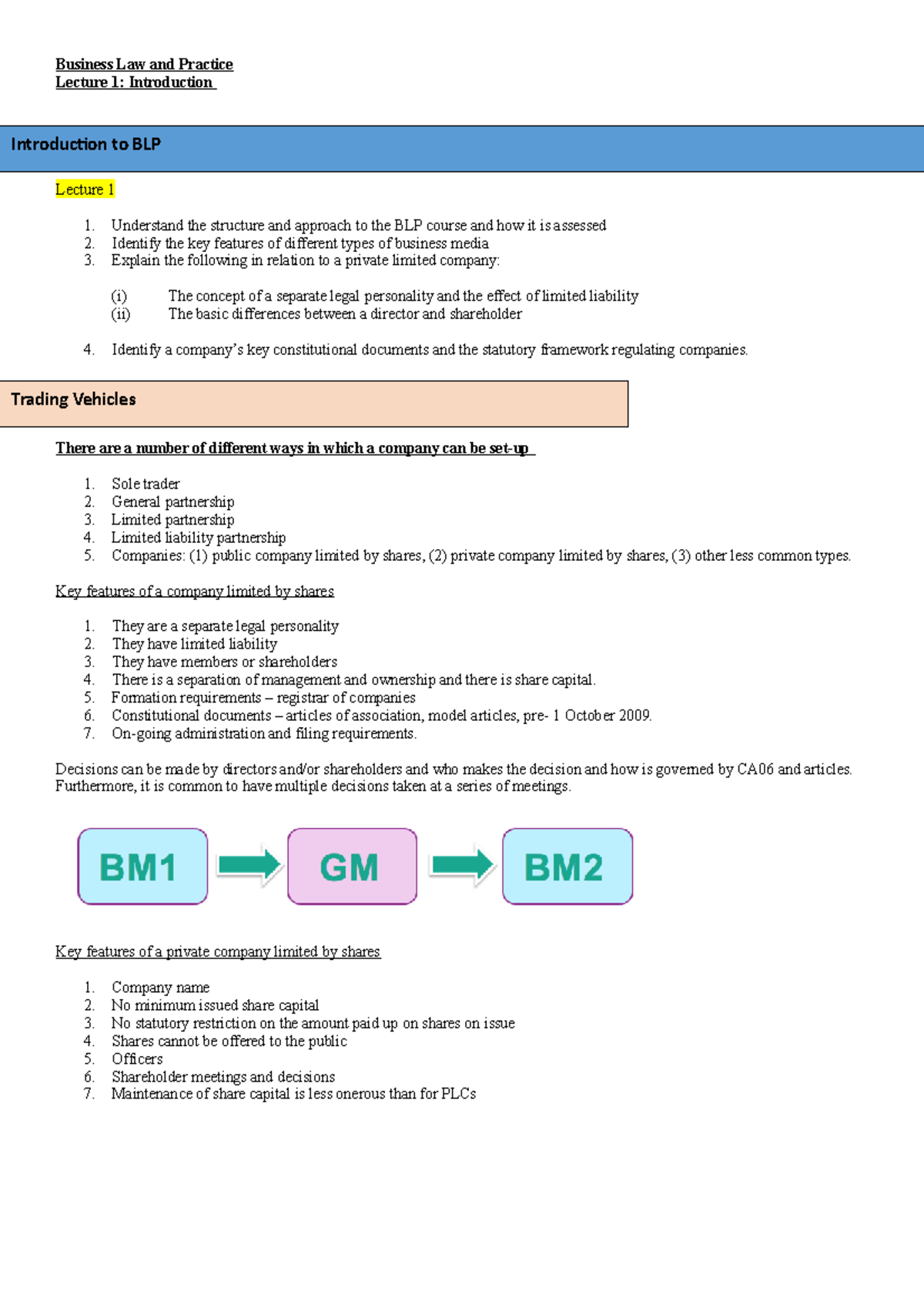 Business Law And Practice Lecture Notes - Business Law And Practice ...