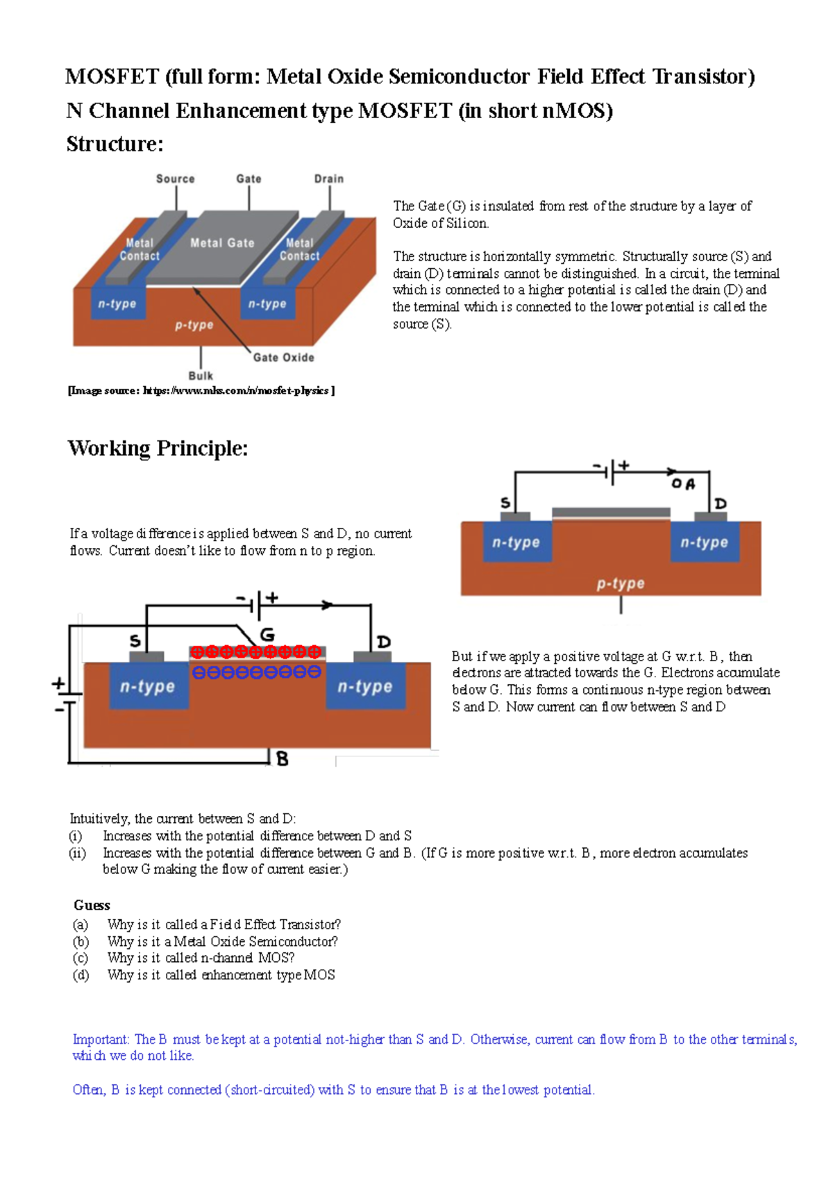 Mosfet class notes MOSFET (full form Metal Oxide Semiconductor