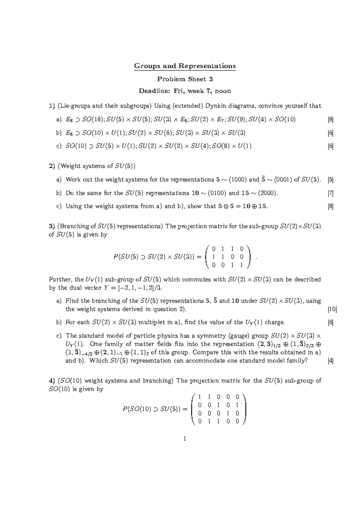 Ps3 oxford physics - Groups and Representations Problem Sheet 3 ...