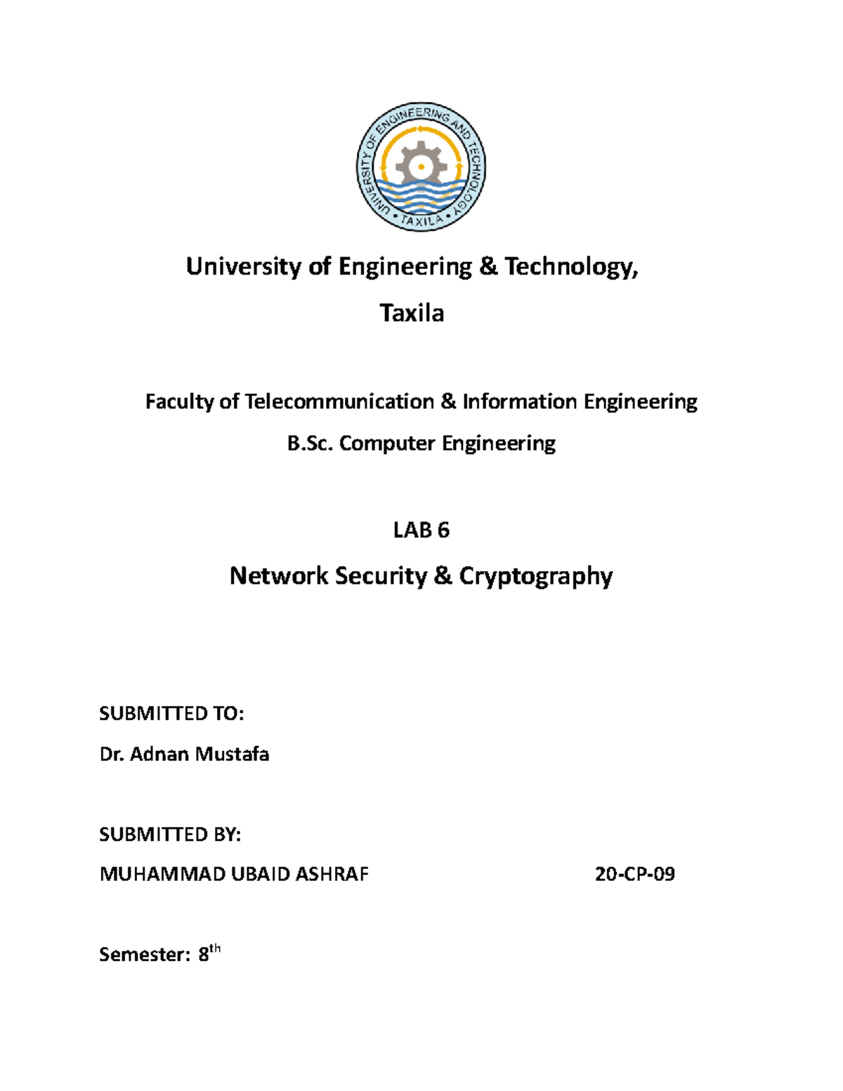 20-CP-09 NSC Lab 06 - University of Engineering & Technology, Taxila ...
