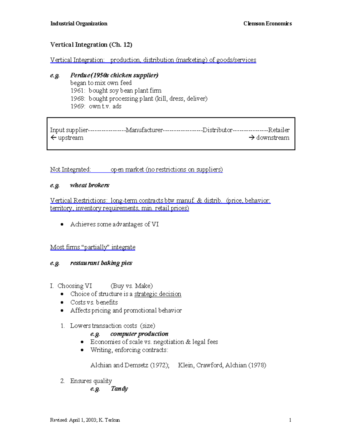 Notes-15 - 2003-2004 - Industrial Organization Clemson Economics ...