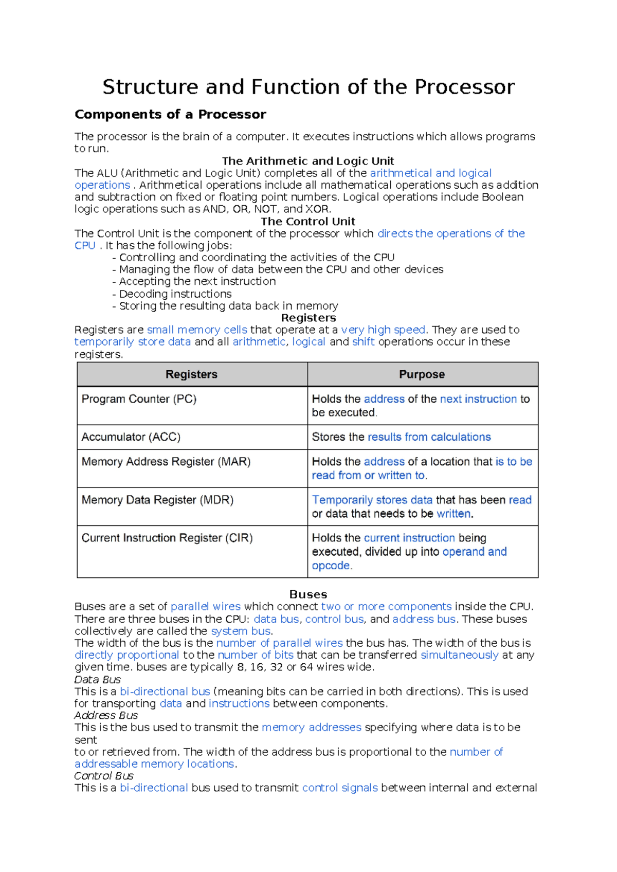 Advanced Processor - the notes from the topic introduction to computer ...