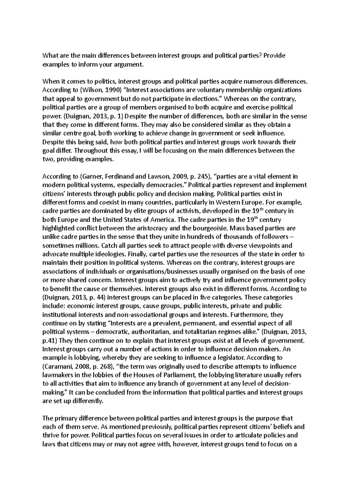 Politics 1b - Grade: 63 - What are the main differences between ...