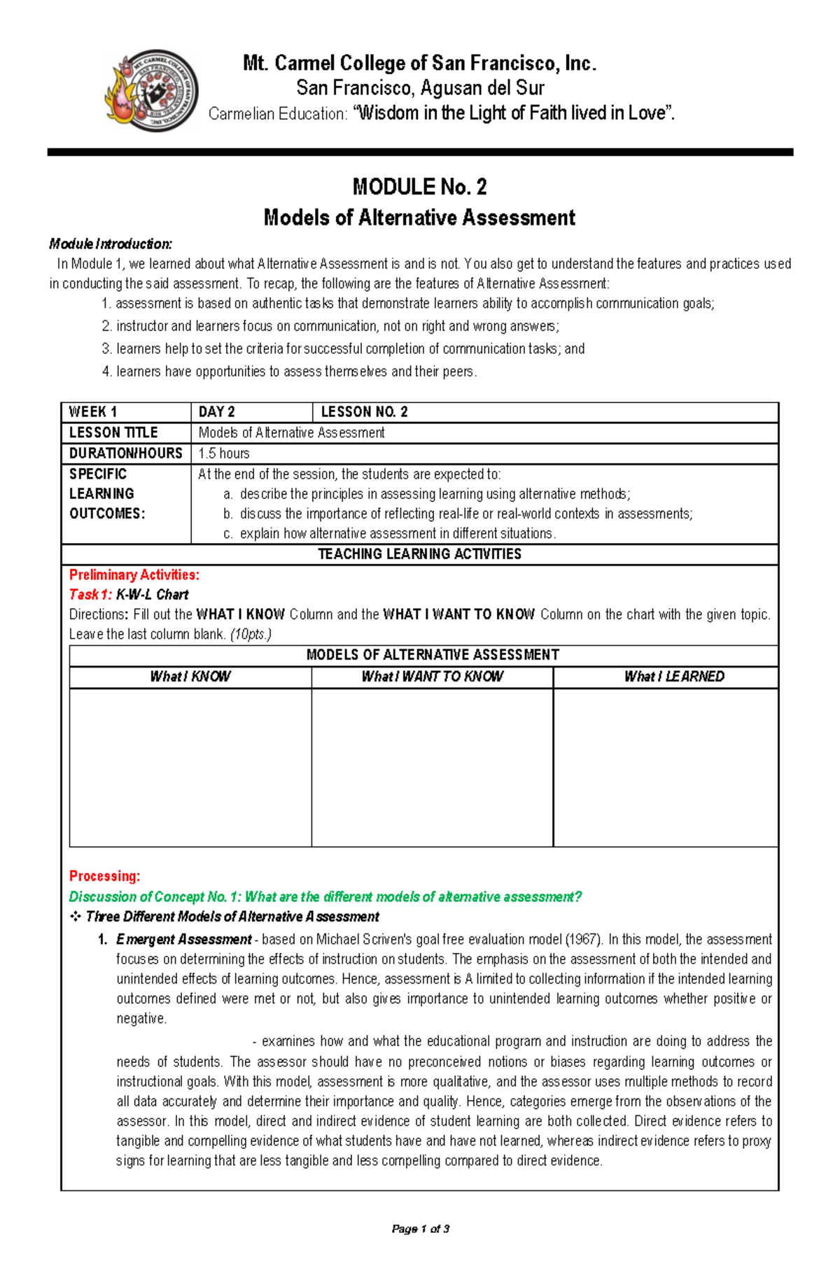 PCK4 Mt. Carmel College of San Francisco, Inc. San Francisco, Agusan