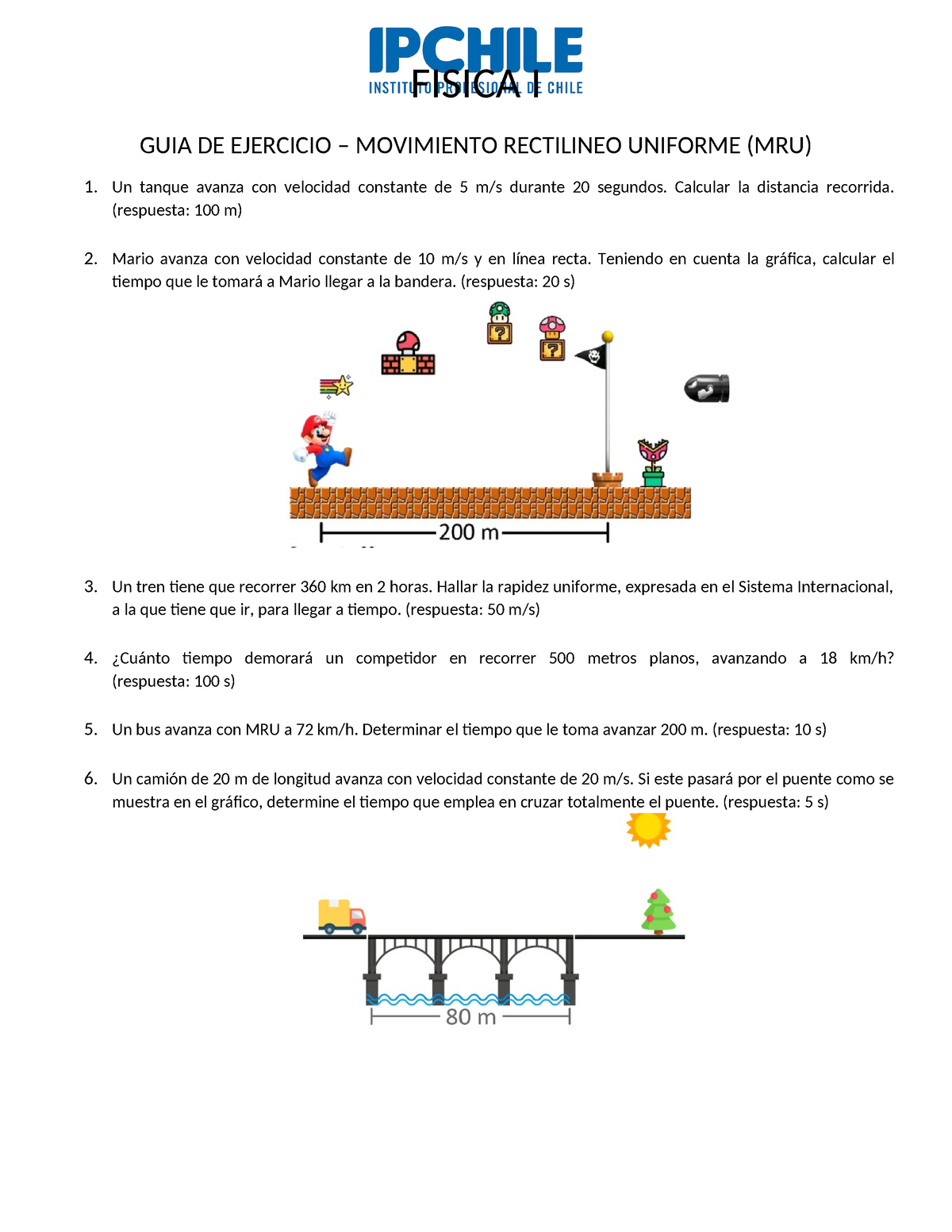 GUIA DE EJERCICIO MRU - FISICA I GUIA DE EJERCICIO – MOVIMIENTO ...