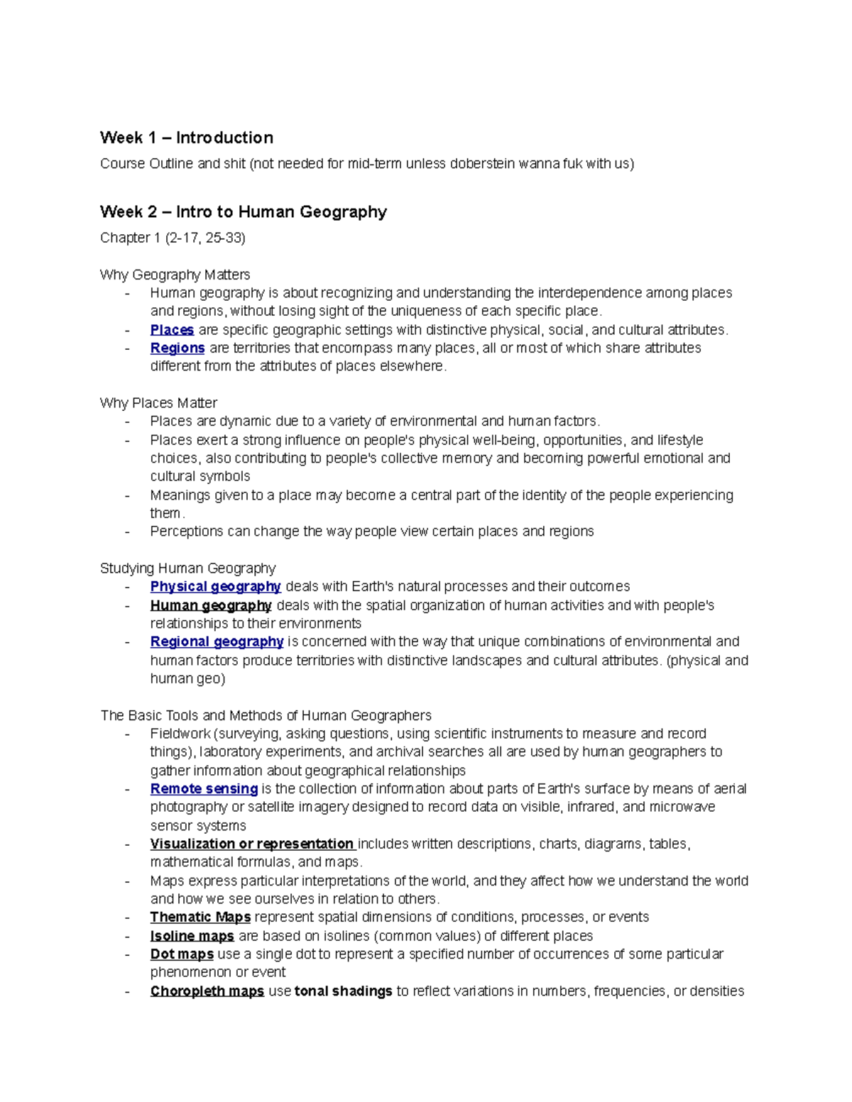 GEOG 101 Study Notes From Textbook - Week 1 – Introduction Course ...