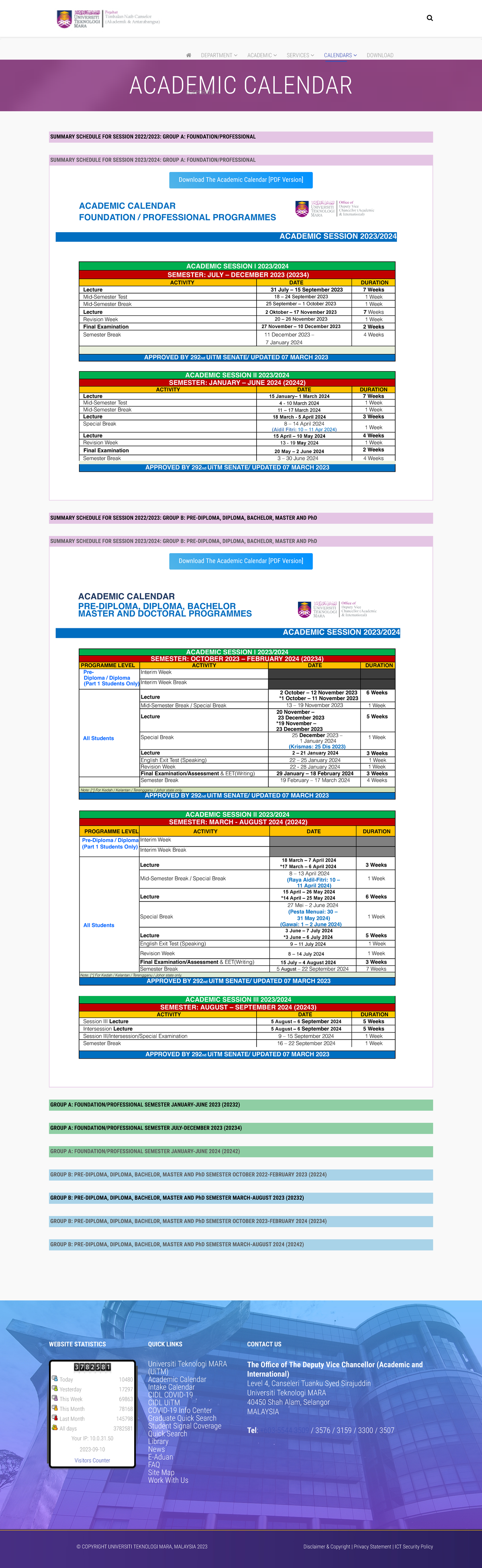 Academic Calendar - p@uitm.edu Apply | Give | International | Students
