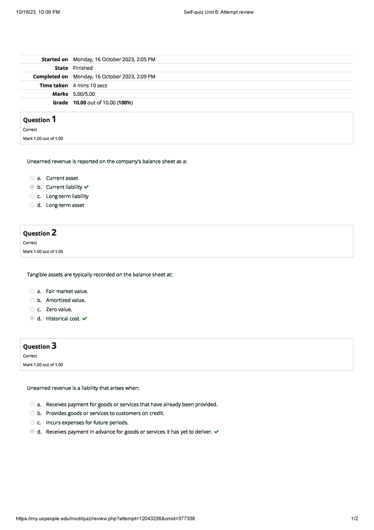 Self-quiz Unit 6 Attempt Review - 10/16/23, 10:09 PM Self-quiz Unit 6 ...