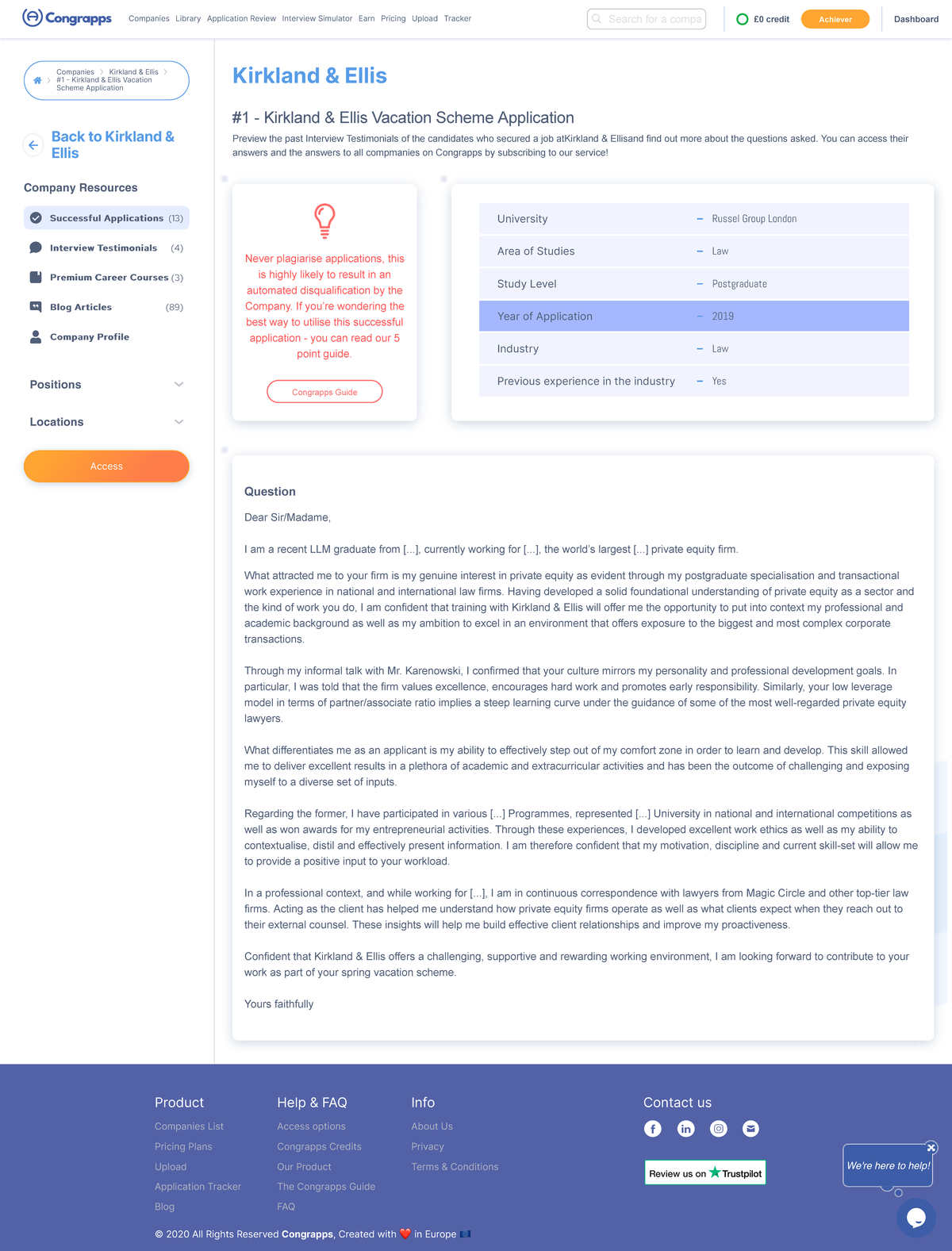 1 Kirkland & Ellis Vacation Scheme Application + Sample Congrapps