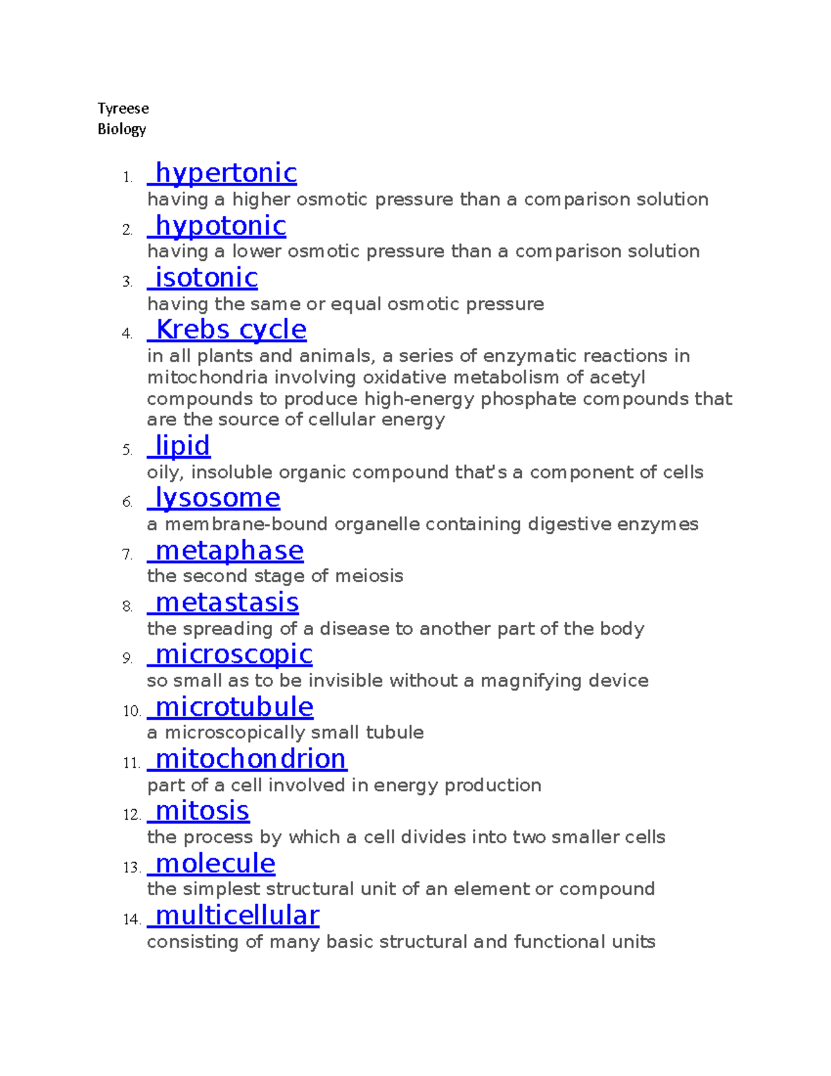 Biology 54 - good notes i use on to do great on my test and quizzes ...