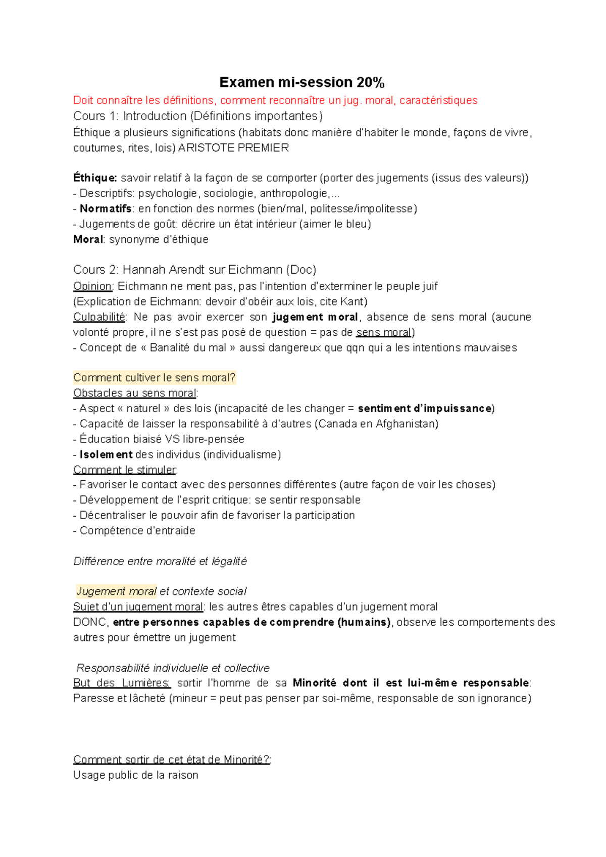 Révision Examen Mi-session - Examen Mi-session 20% Doit Connaître Les ...