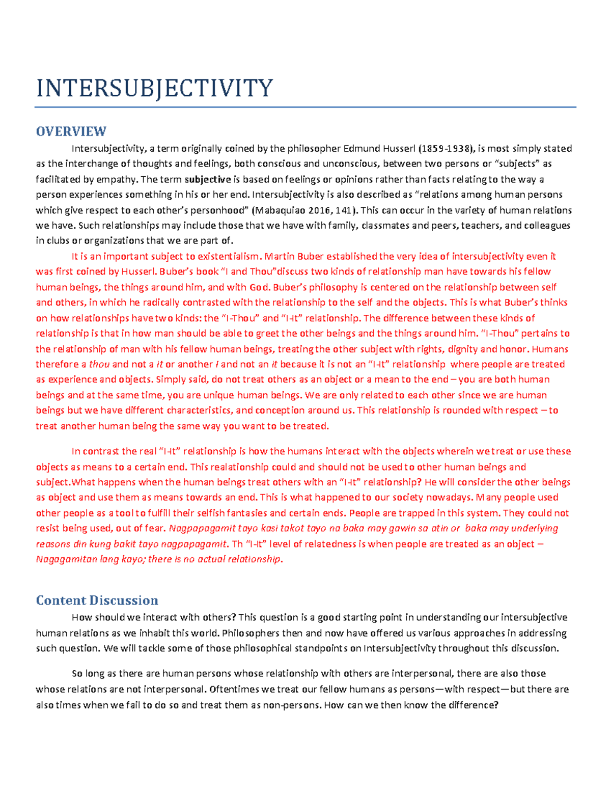 essay about intersubjectivity in philosophy