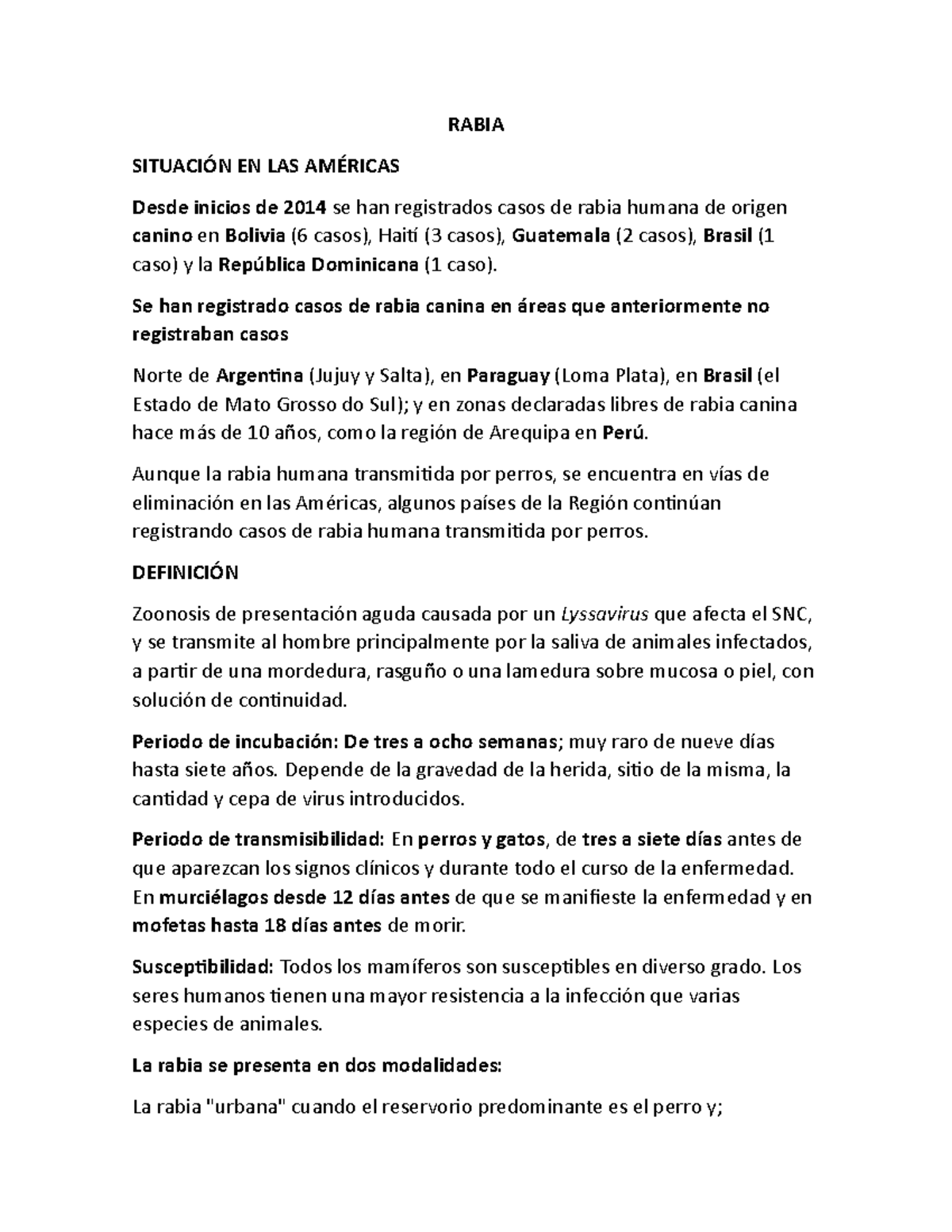 definicion de la enfermedad reservorio