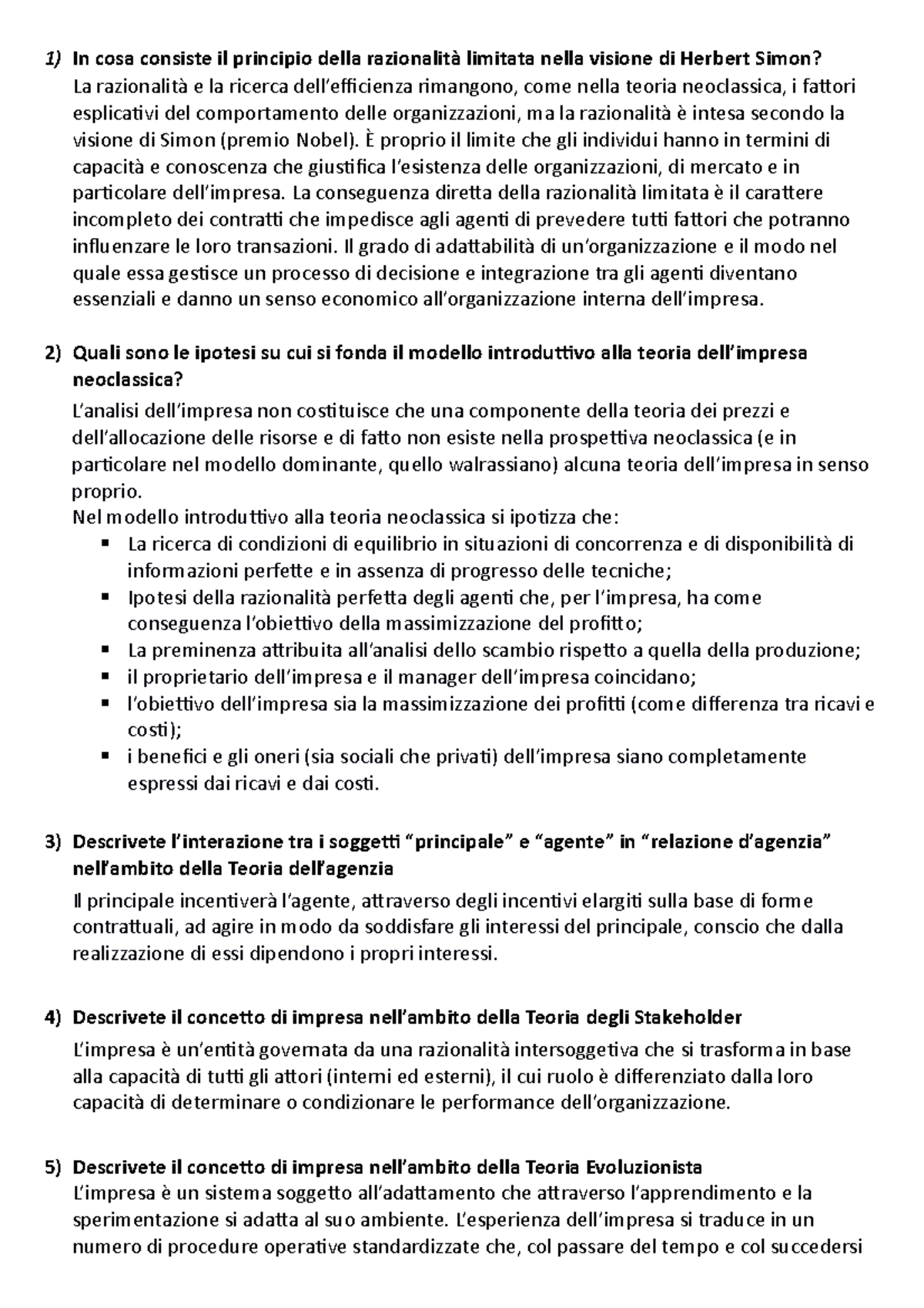 Domande Aperte - In cosa consiste il principio della razionalità ...