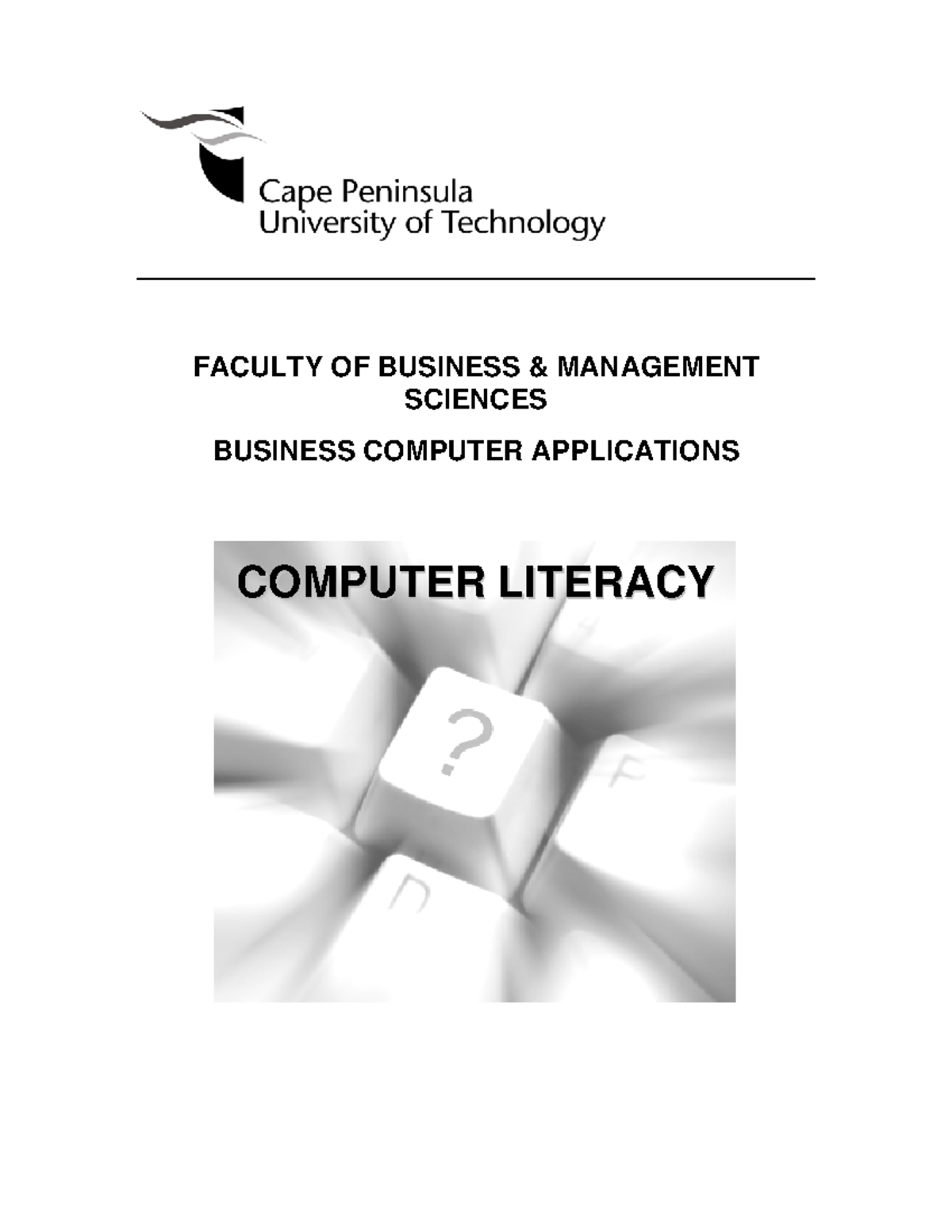 CPUT Computer Literacy Basics Practice FACULTY OF BUSINESS