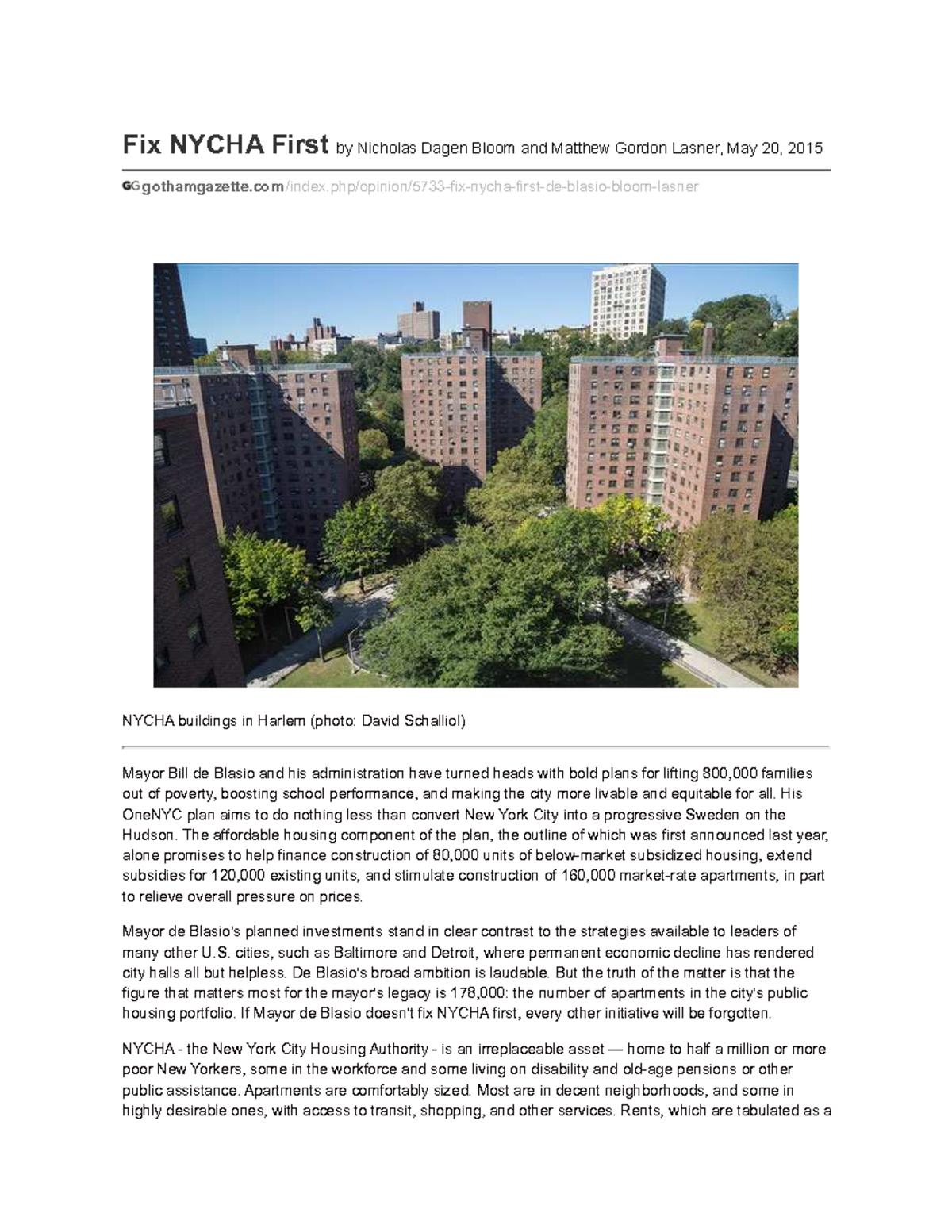 Fix Nycha First - Courswork Notes - Fix NYCHA First Gothamgazette - Studocu