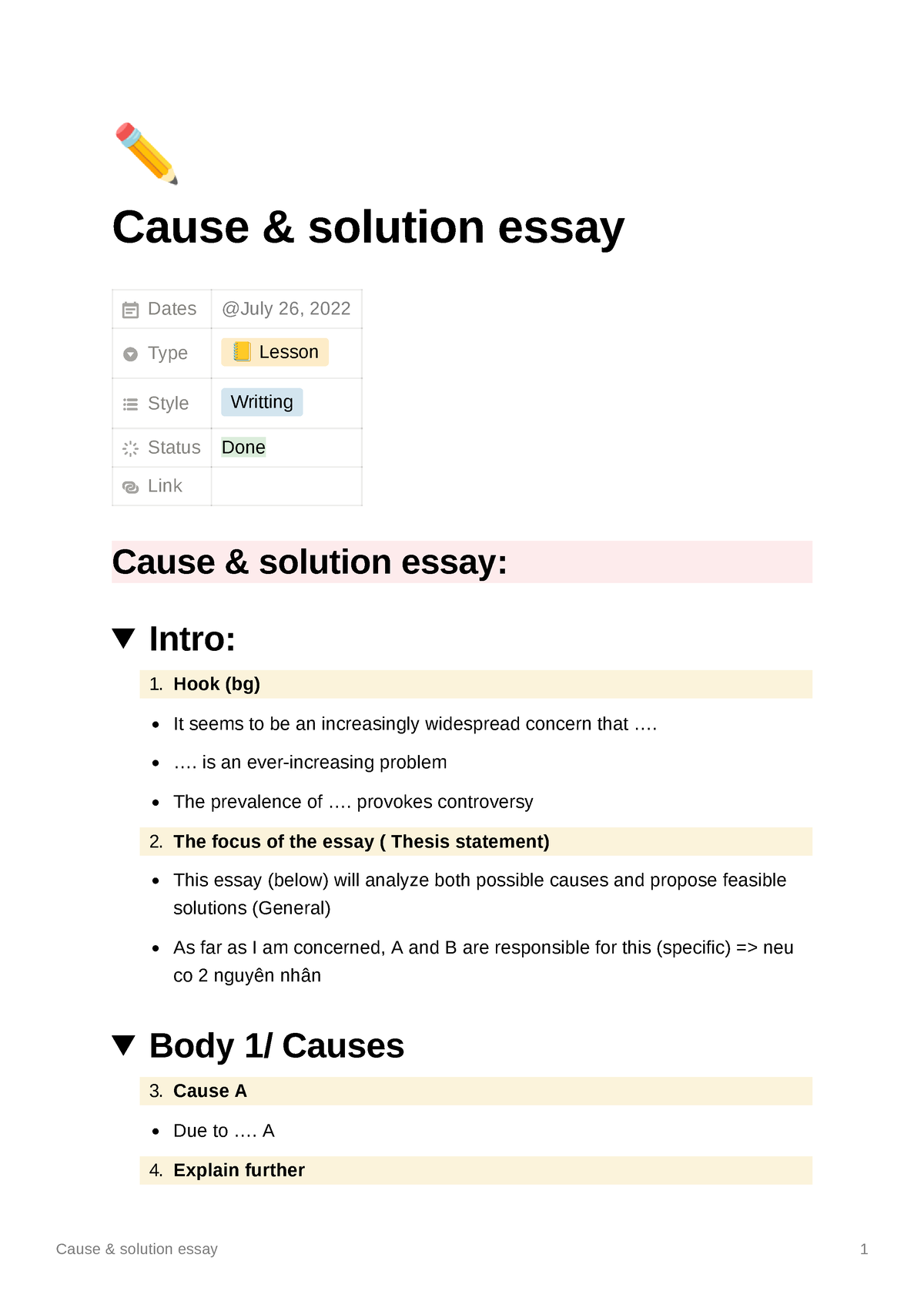 cause and solution essay liz