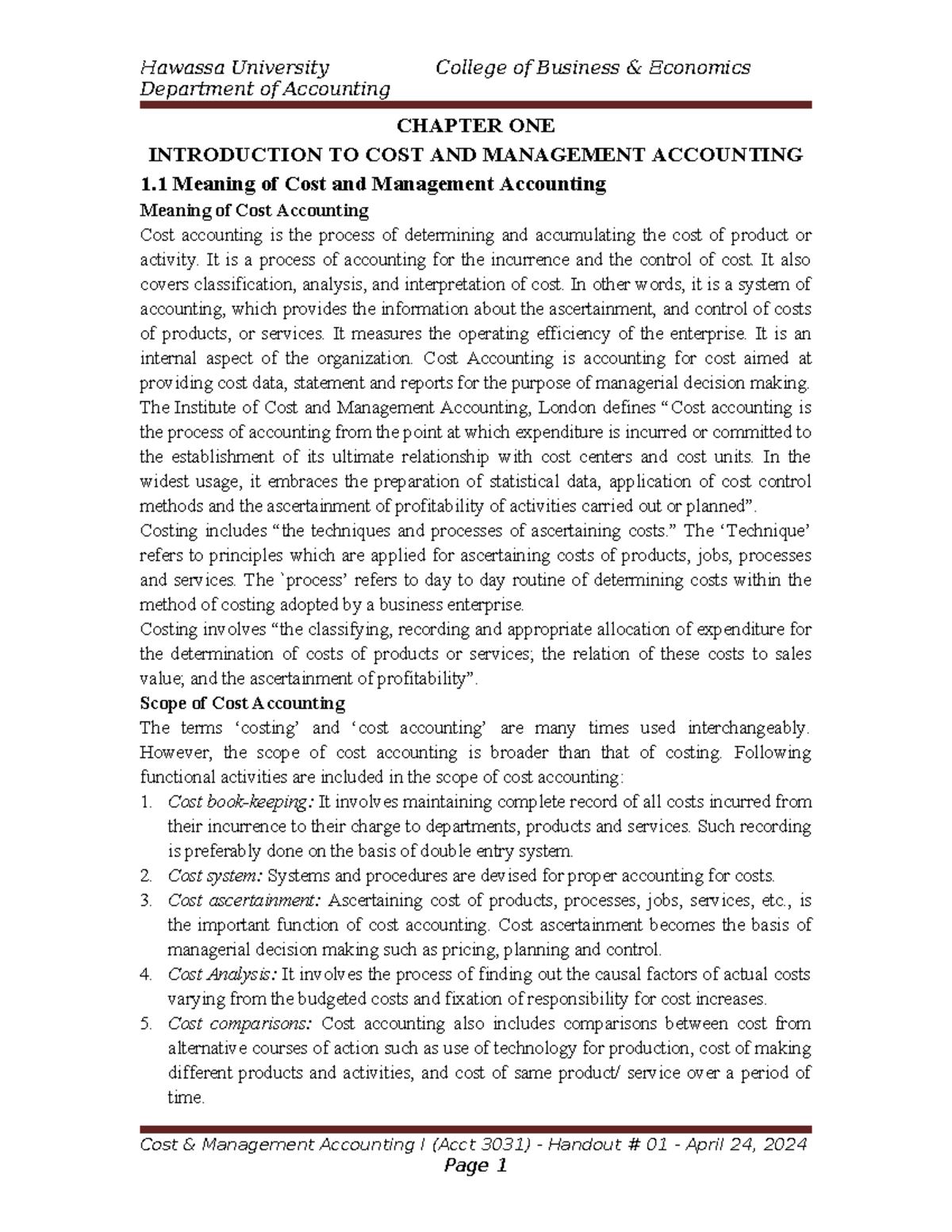 UNIT 1 - It is good to study easily - Department of Accounting CHAPTER ...