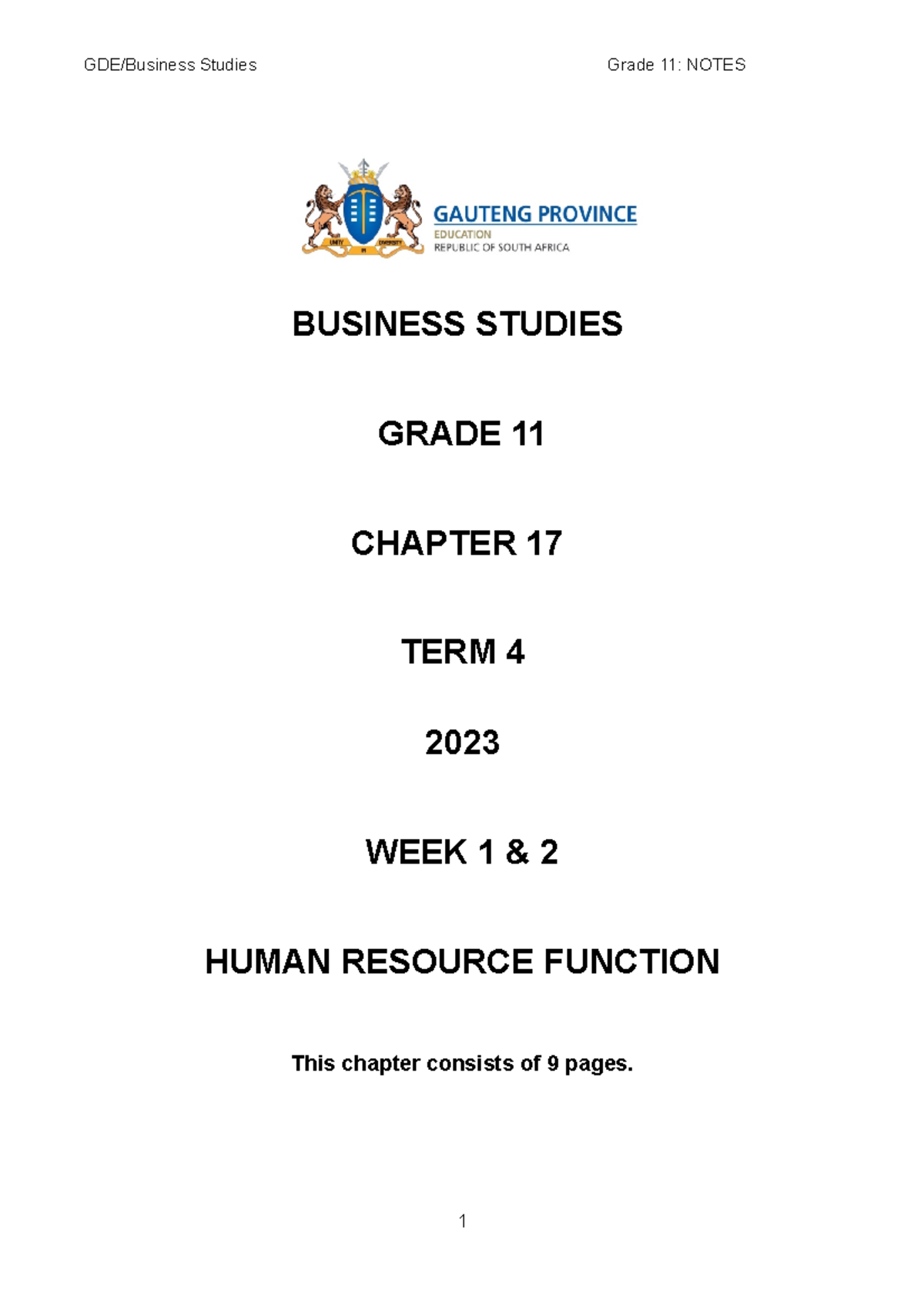 business studies human resources essay grade 11