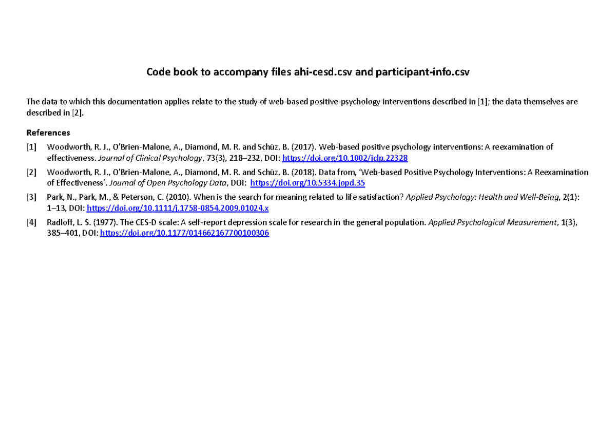 Code-book - code book for C++ used in psychology - Code book to ...
