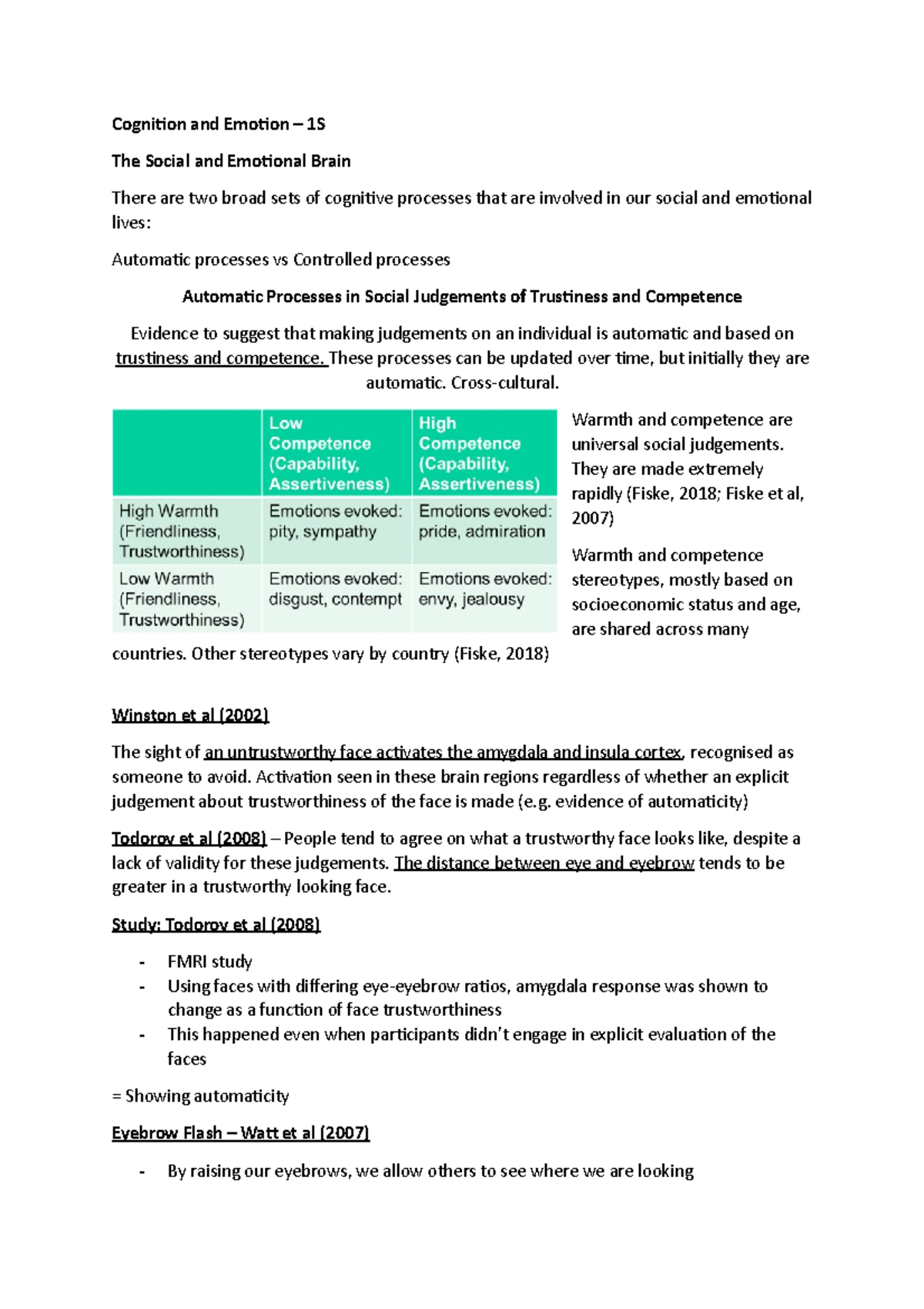 The Social and Emotional Brain - Cognition and Emotion – 1S The Social ...