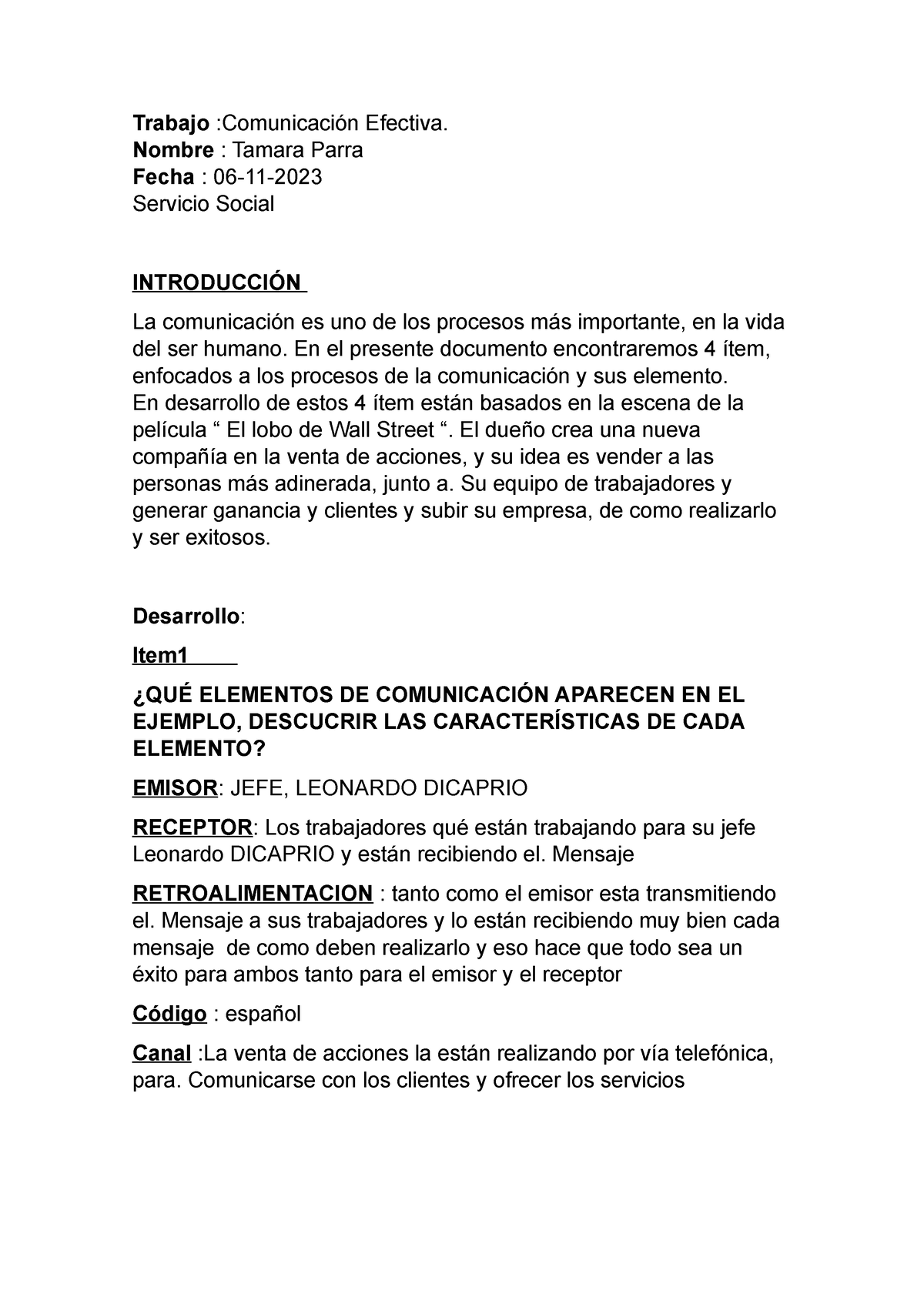 Trabajo. 2 Comunicación Efectiva-2 - Trabajo :Comunicación Efectiva ...