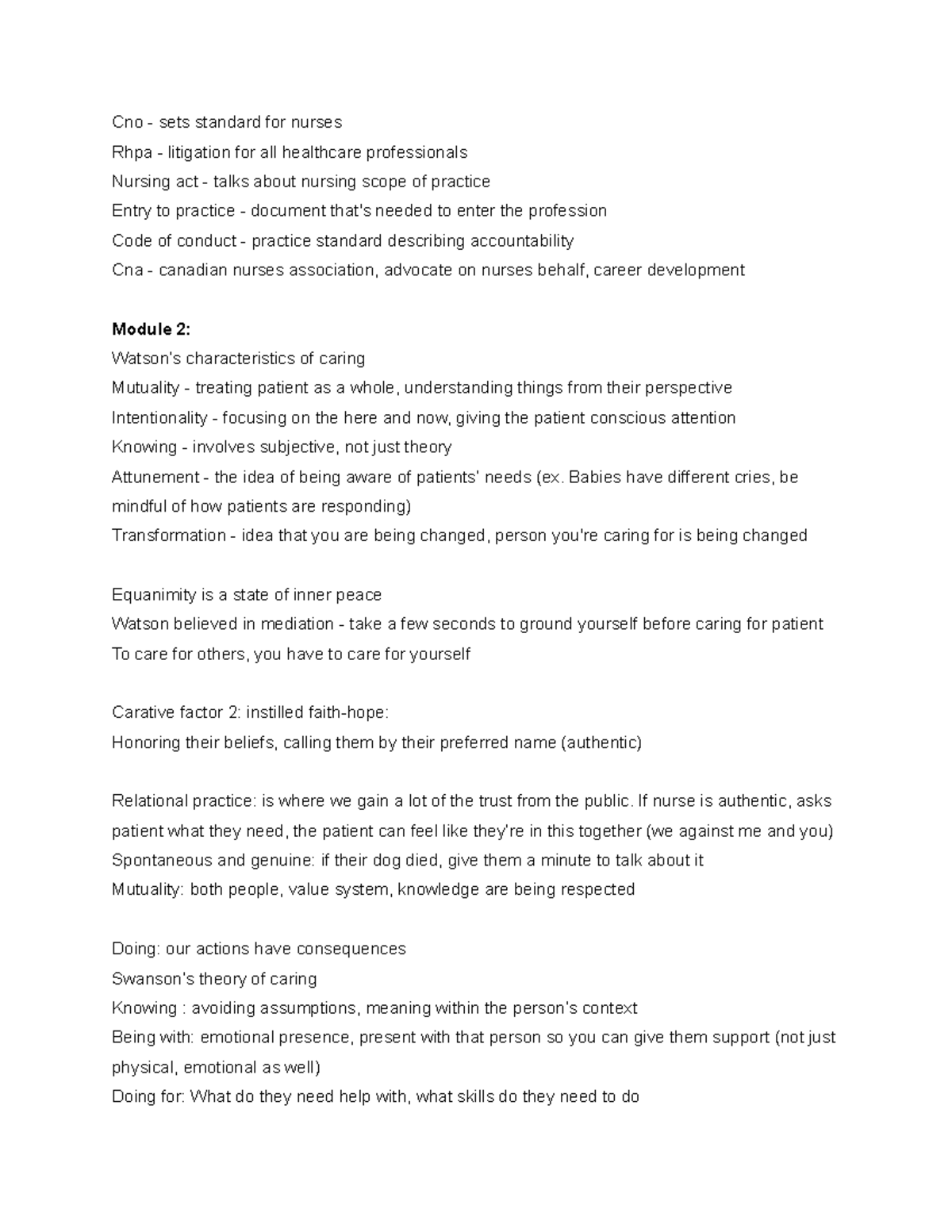 Development of self as a nurse notes - Cno - sets standard for nurses ...