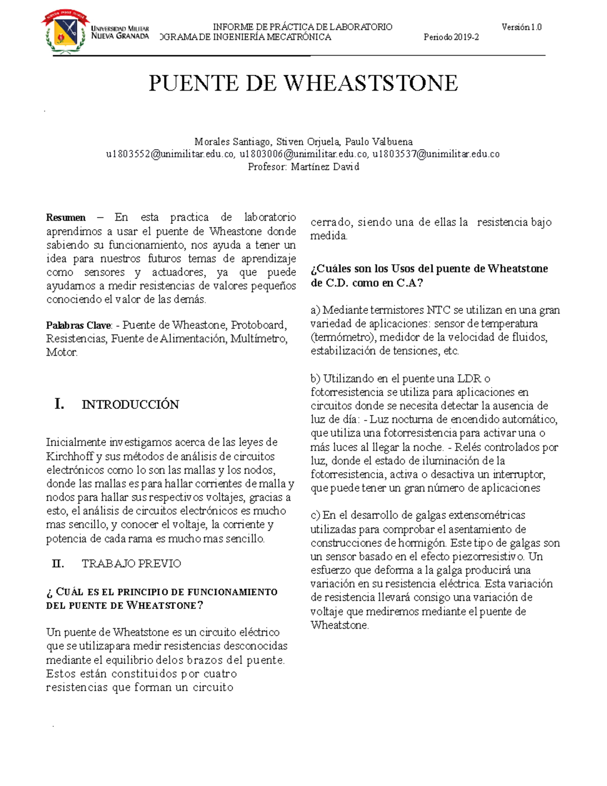 Puente de Wheatstone de galgas extensométricas