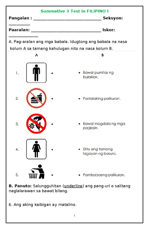 LS 1 Filipino Sino Ako - worksheets - Name ...